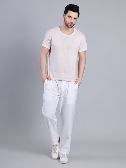 Stylox Men’s Cotton Linen Blend Trousers | Regular Fit Pleated Pants
