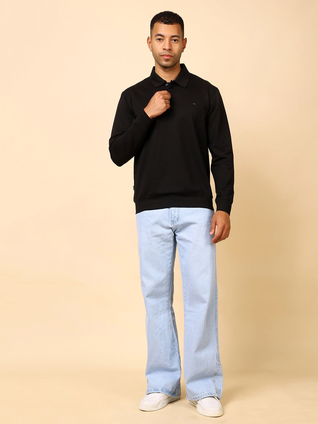 Stylox Men’s Polo Neck Sweatshirt with Button Placket