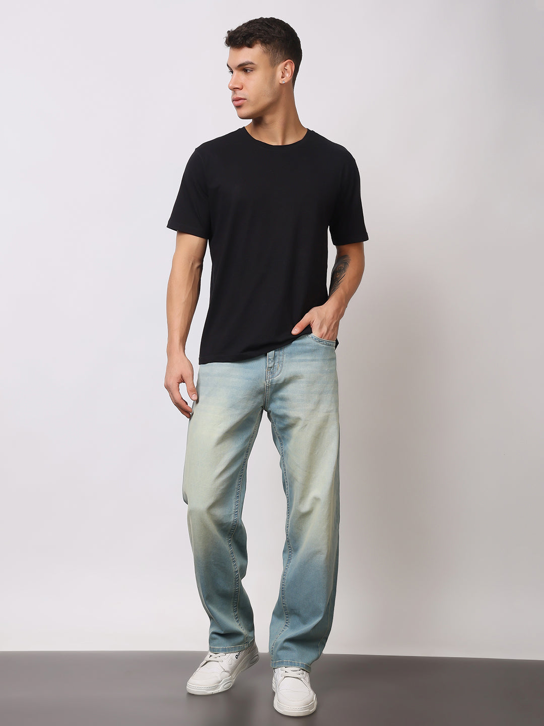 Stylox Men’s Sky Blue Loose Fit Jeans – Relaxed Denim for Effortless Style - Stylox