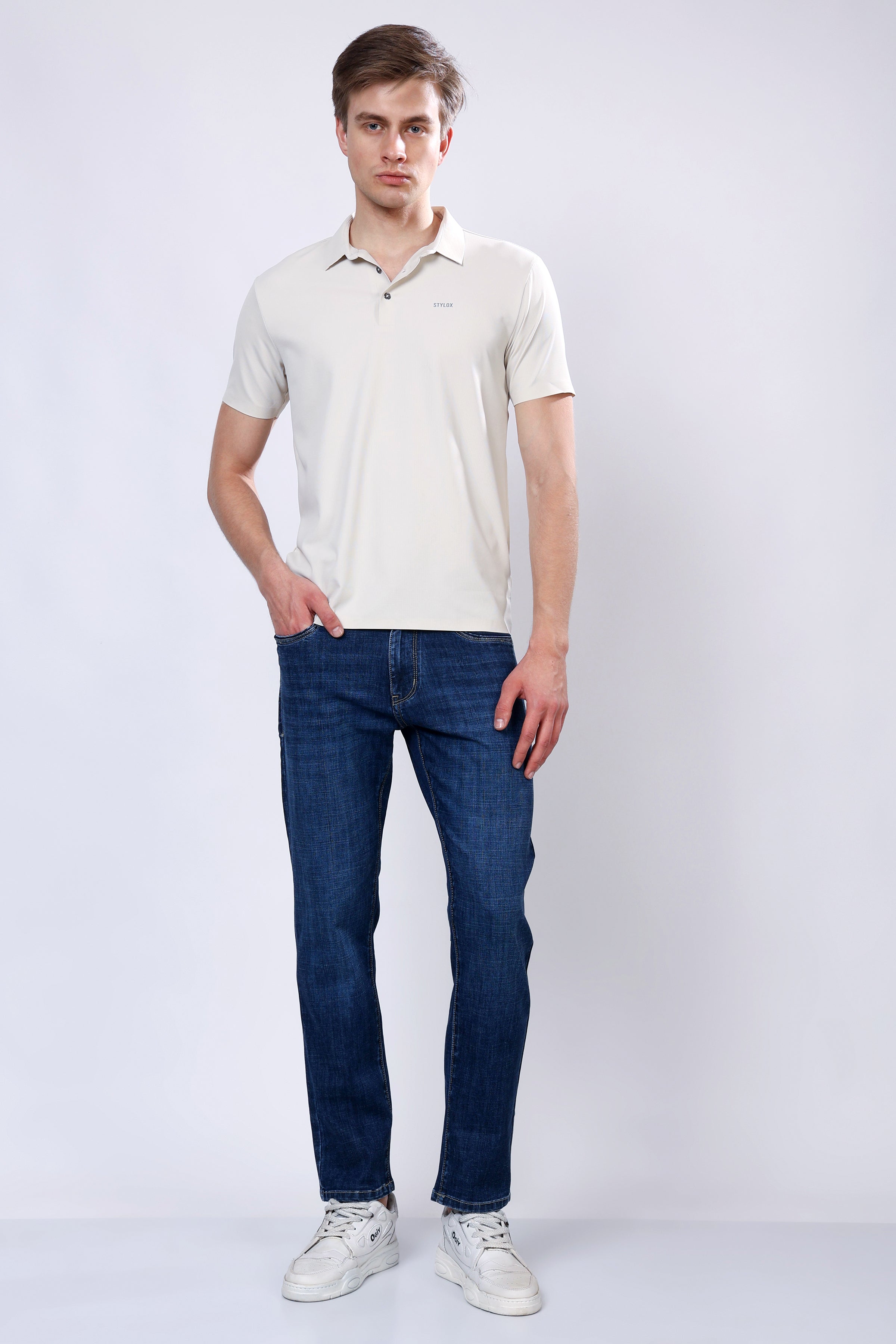 Stylox Men's Slim Fit Stretchable Jeans-Dark Blue - Stylox
