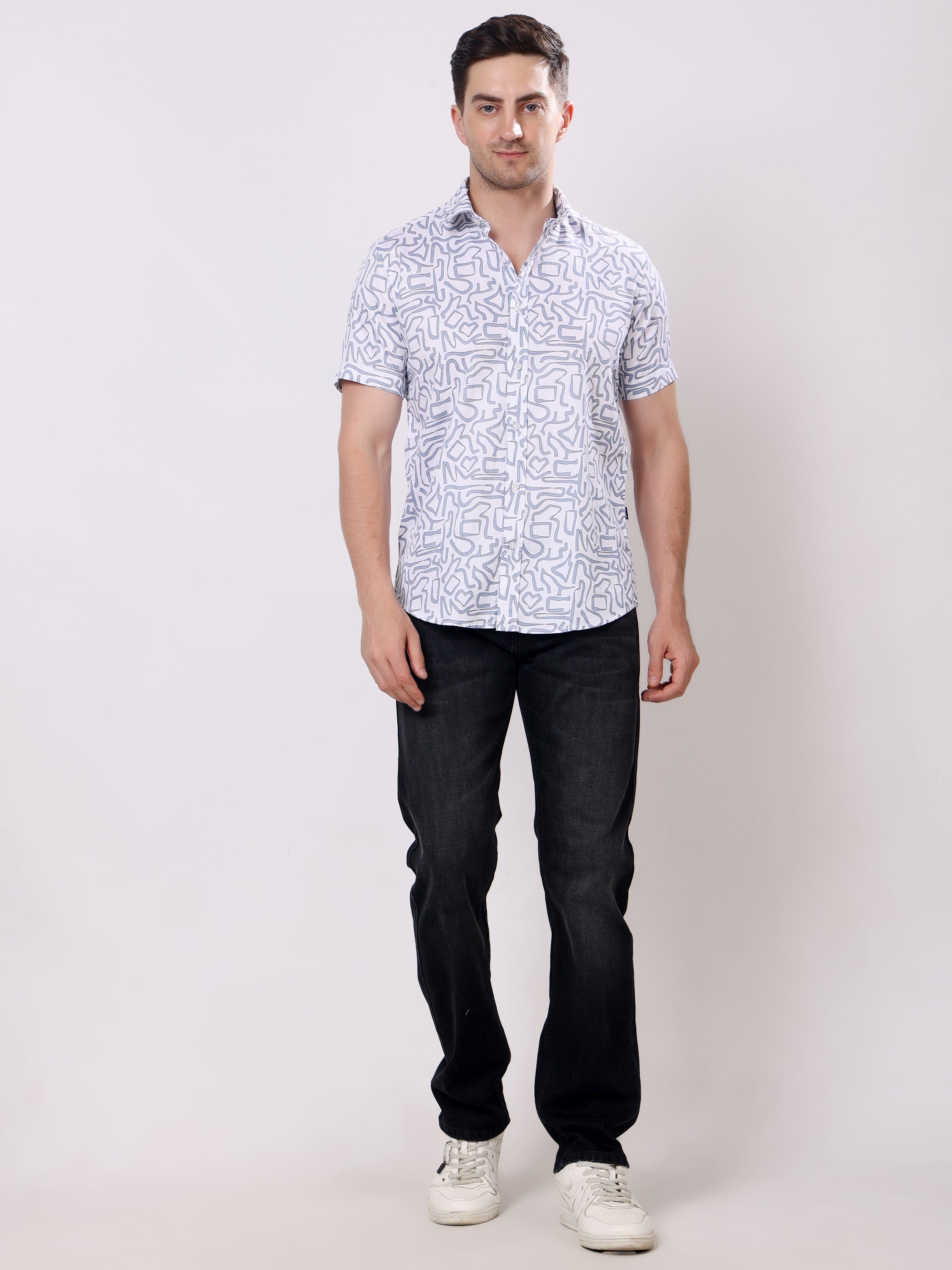 Stylox Men’s Regular Fit Half Sleeve Abstract Printed Stylish Casual Summer Shirt