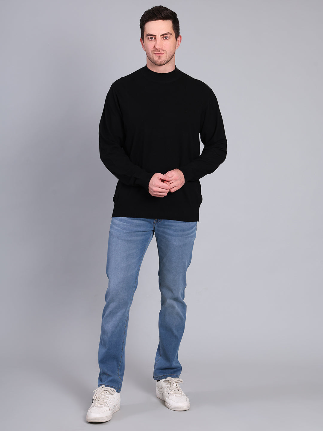 Stylox Men’s Solid Winter Sweater | Premium Knit Mock Neck Pullover for Men | Warm & Soft Full Sleeve Sweater - Stylox