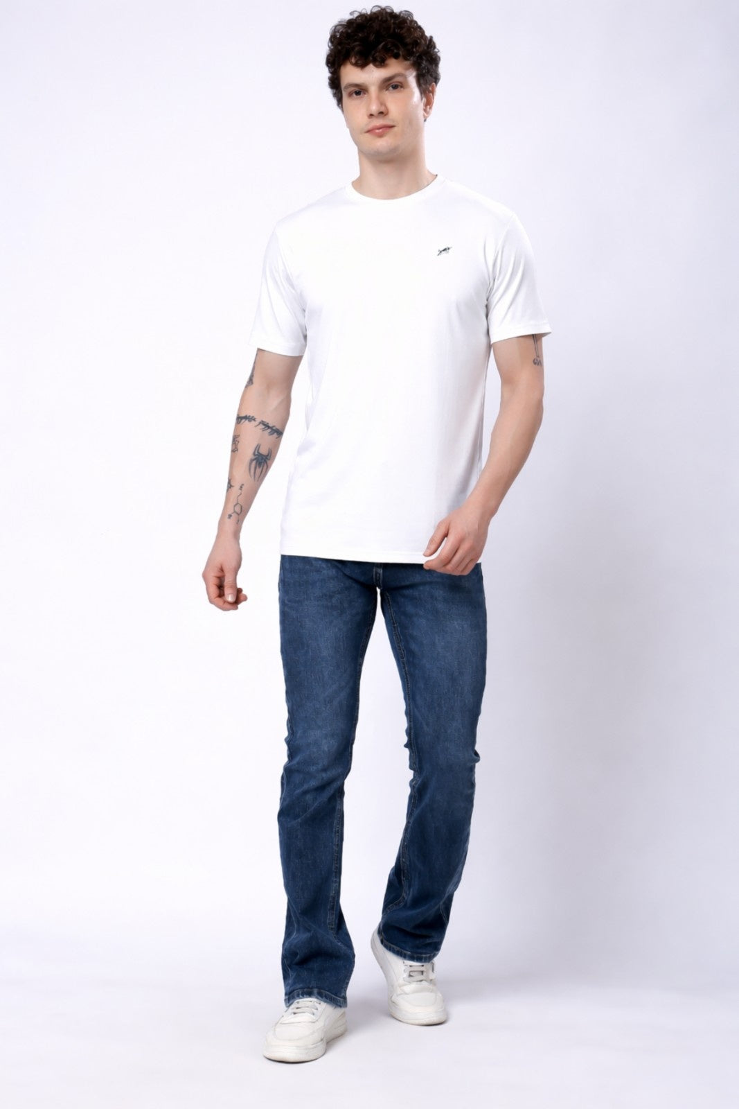 Stylox Men’s Regular Fit Round Neck Half Sleeve Casual Solid T-Shirt–White - Stylox