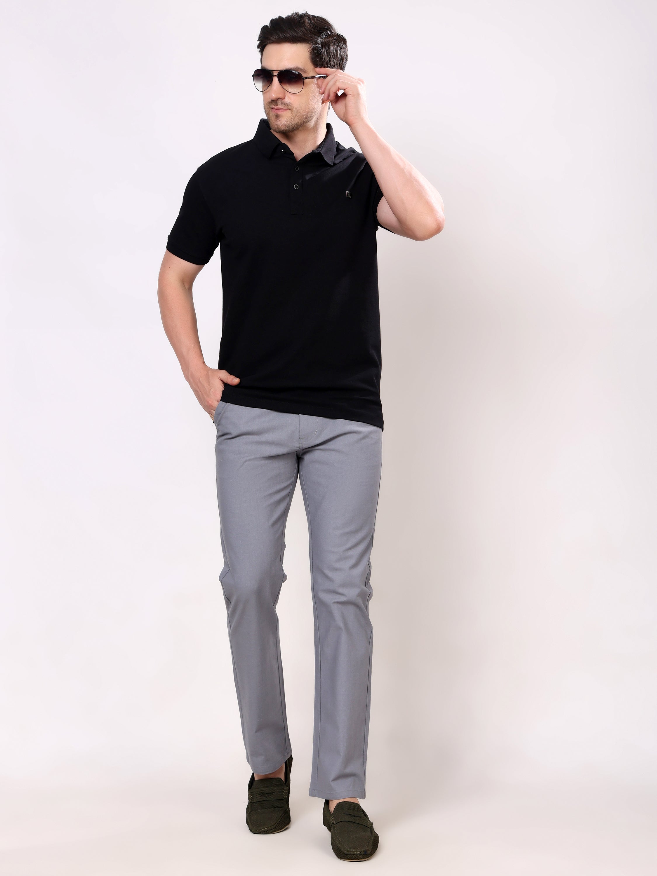 Stylox Men's Comfort Fit Non-Stretch Casual Trouser with Elastic Waist