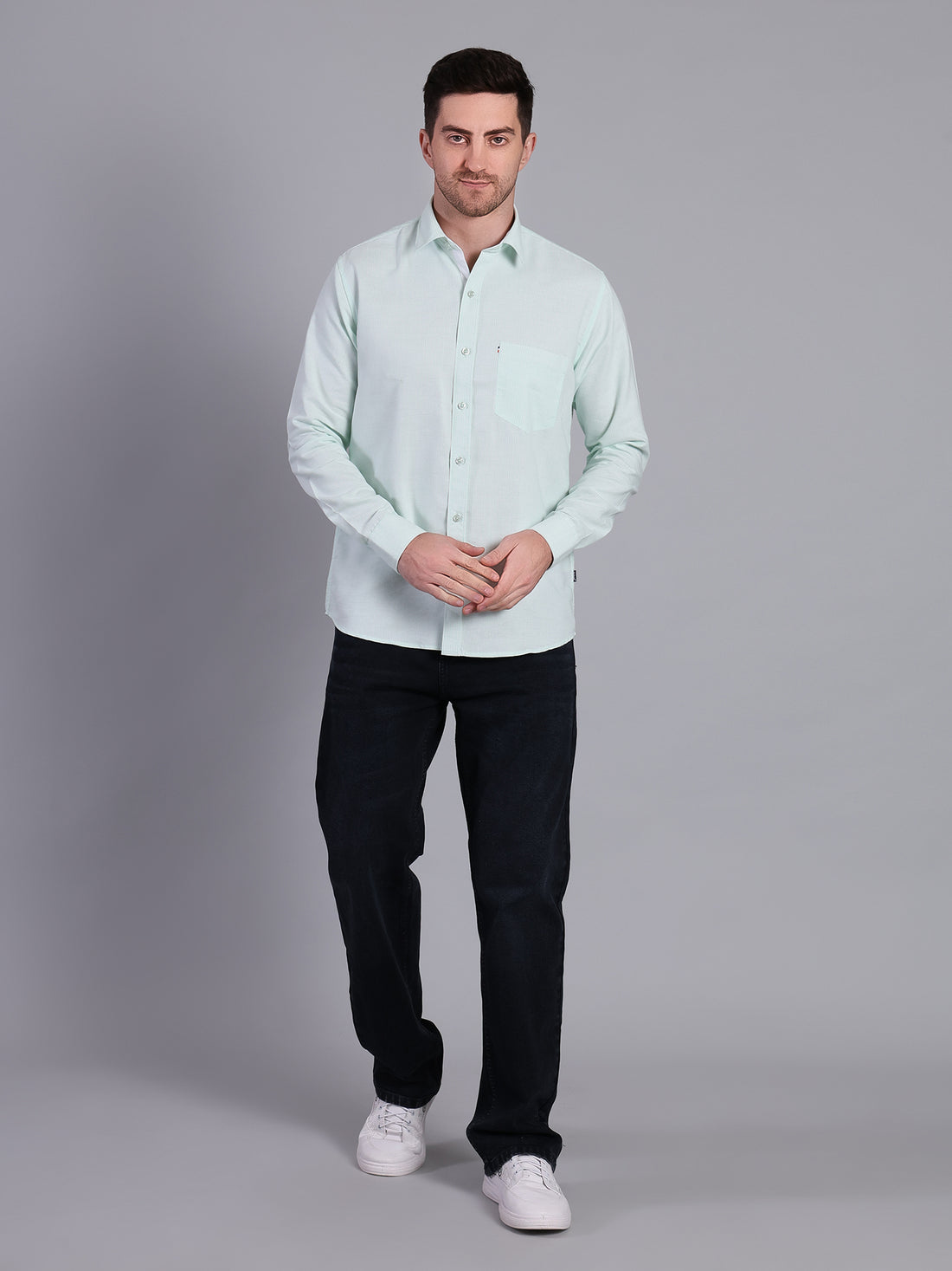 Stylox Men’s Green Striped Casual Shirt | Regular Fit Cotton Shirt for Men - Green - Stylox