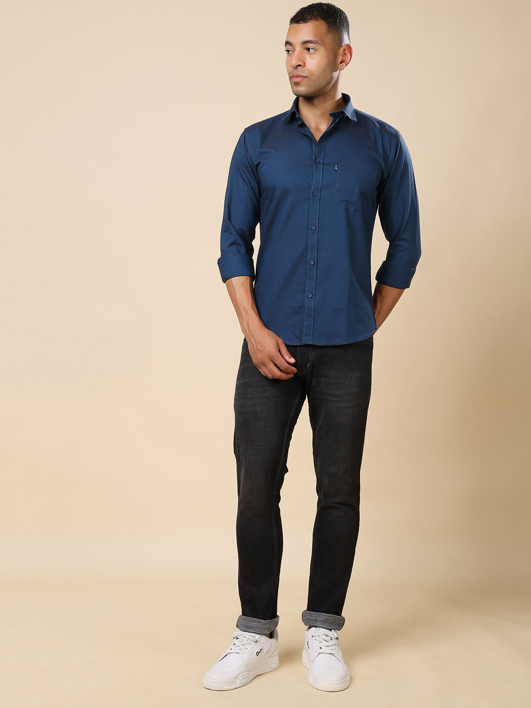 Stylox Men’s Regular Fit Oxford Full Sleeve Solid Shirt – Classic Elegance with Modern Comfort