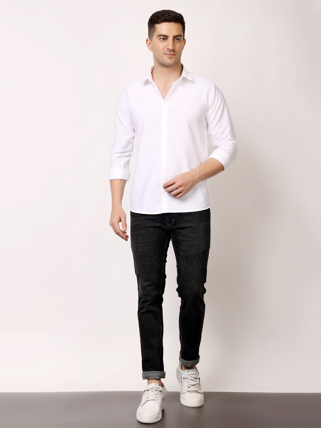 Stylox Men's Regular Fit Solid Full Sleeve Casual Shirt – Soft Cotton Blend, Comfortable & Stylish Everyday Wear - Stylox