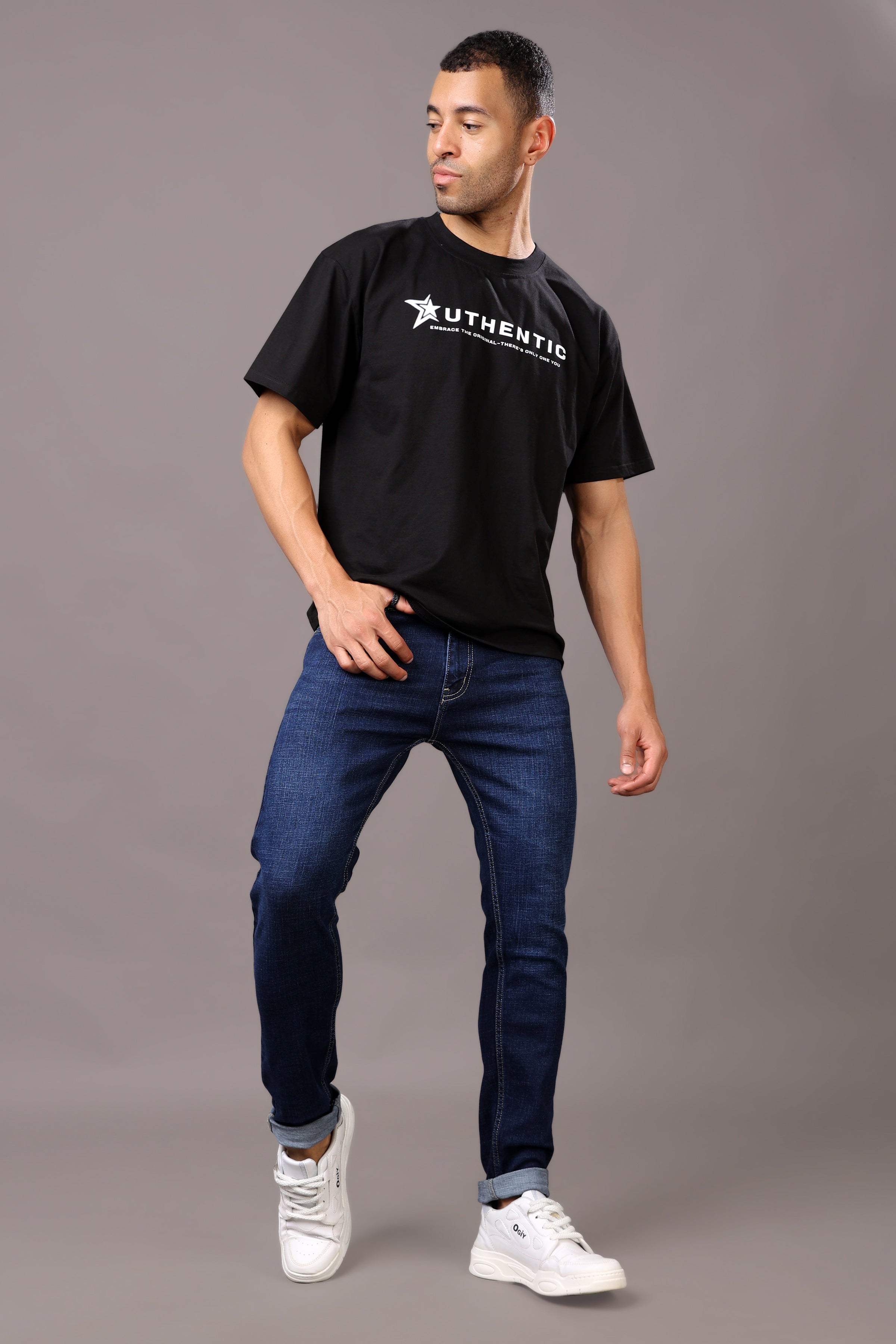 Stylox Men’s Slim Fit Denim Jeans - Dark Blue & Mid Dark Blue