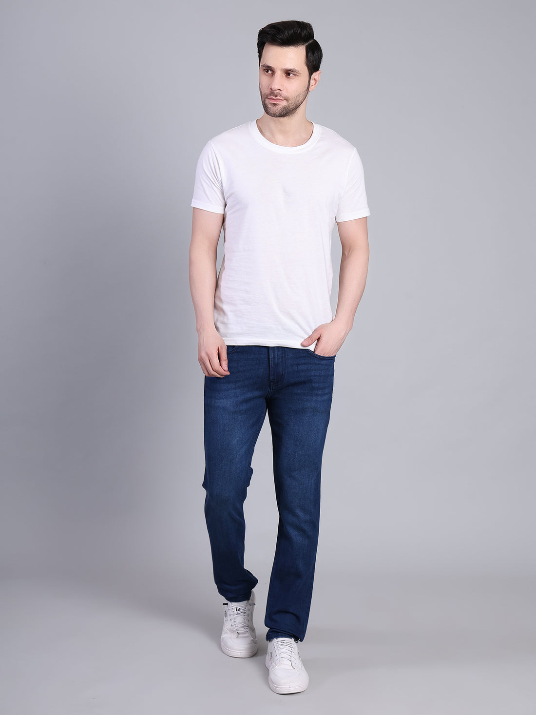 Stylox Men’s Slim Fit Mid Rise Stretchable Denim Jeans-Dark Blue - Stylox