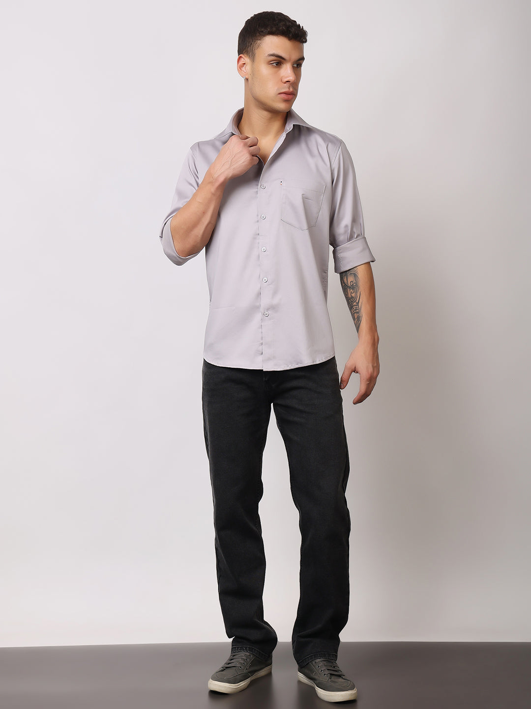 Stylox Men's Full Sleeve Solid Partywear Casual Shirt – Premium Shine Finish Cotton Blend Regular Fit Shirt for Stylish Evening & Occasion Wear - Stylox