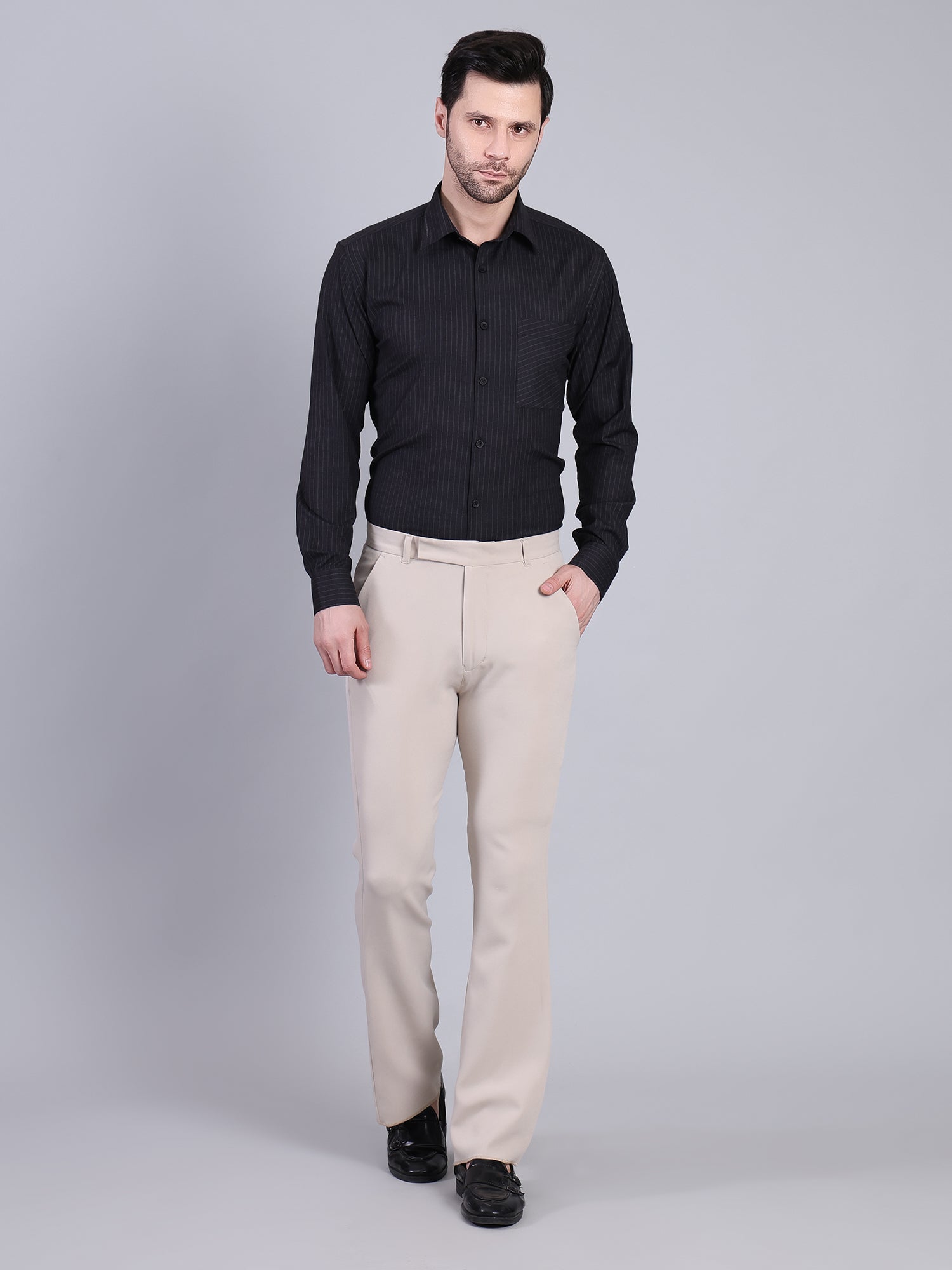 Stylox Men’s Bootcut Formal Trousers-Sand - Stylox