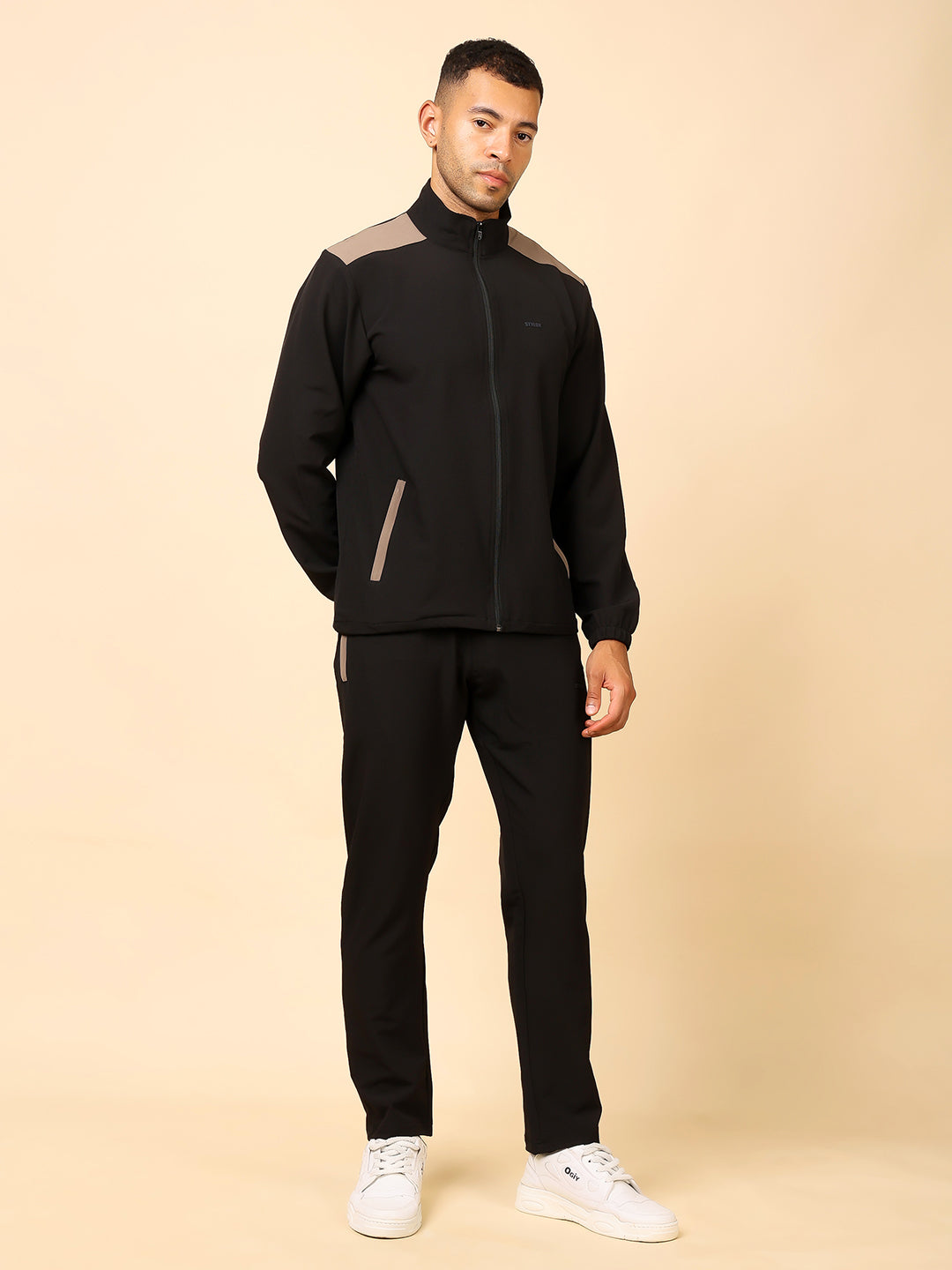 Stylox Men’s Solid Tracksuit | Full Zip High Neck Jacket & Jogger Pants Set - Stylox