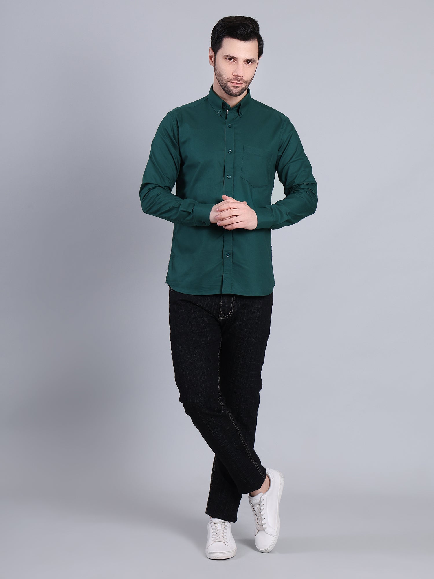 Stylox Men’s Regular Fit Full Sleeve Solid Casual Shirt for Everyday & Office Wear (Peacock) - Stylox