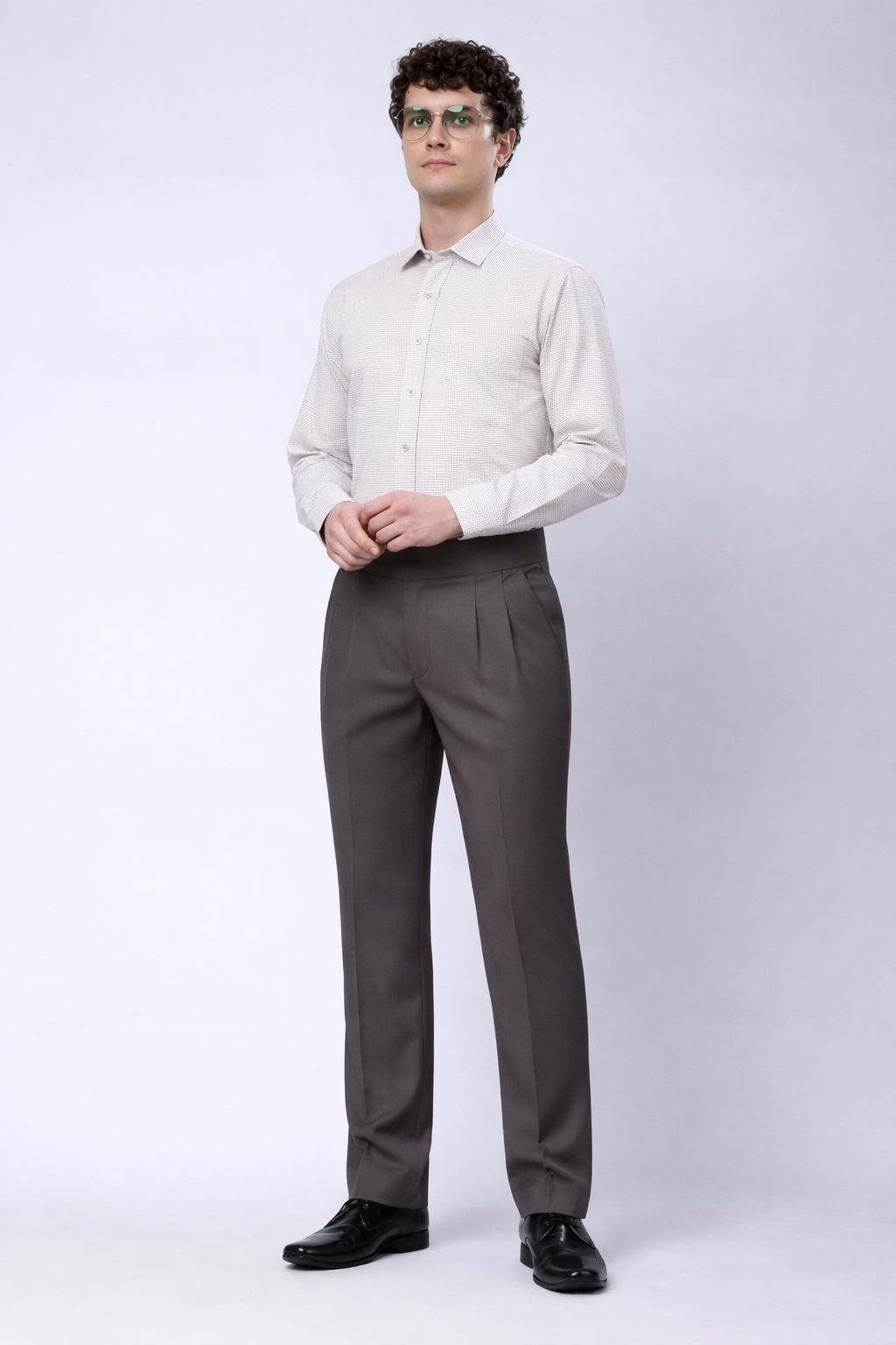 Stylox Men’s Slim Fit Gorkha Trouser with Pleated Front &amp; Side Adjuster Waist-Mid Grey - Stylox