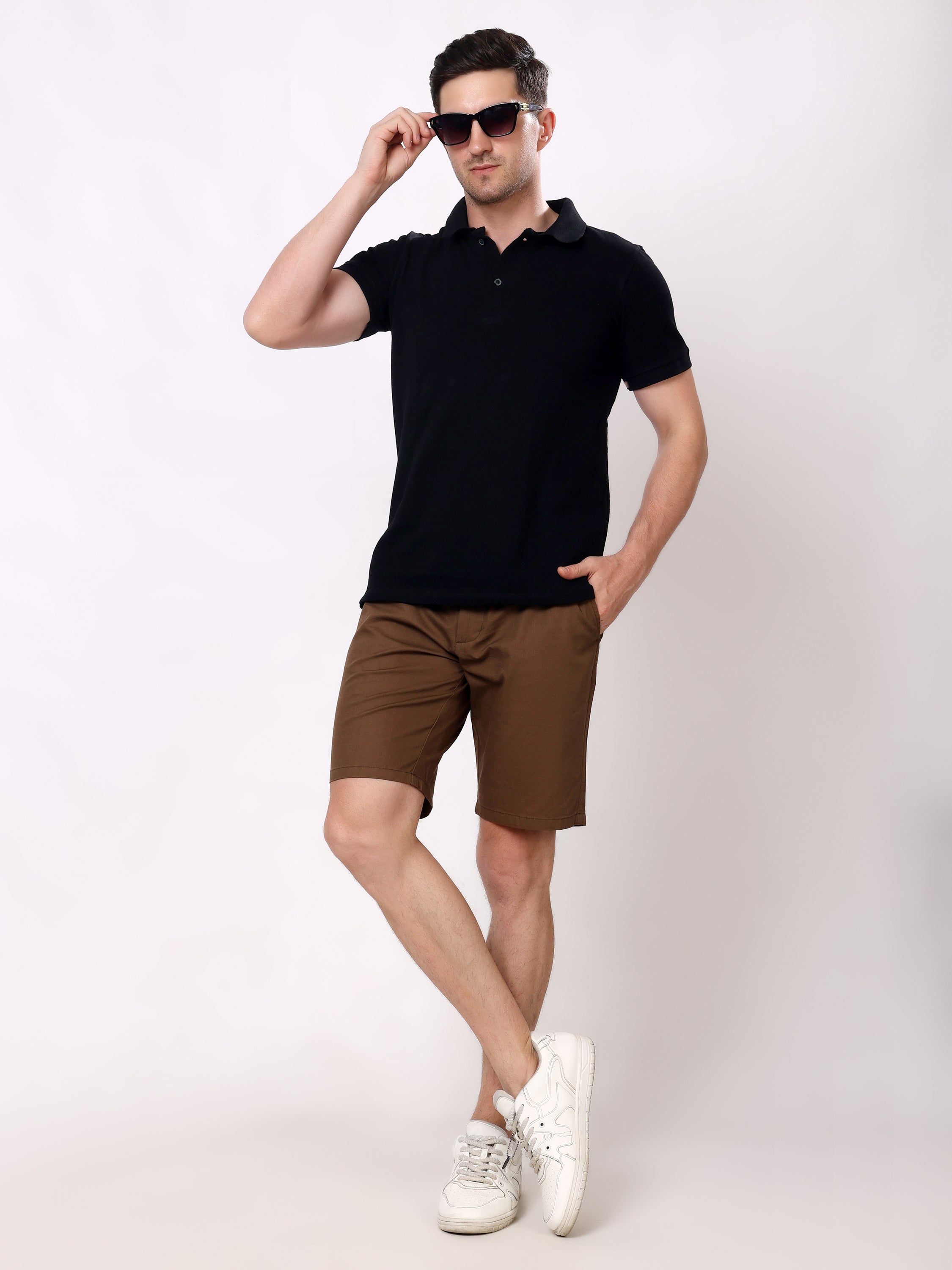 Stylox Men's Regular Fit Cotton Casual Summer Shorts with Elastic Waist & Drawstring