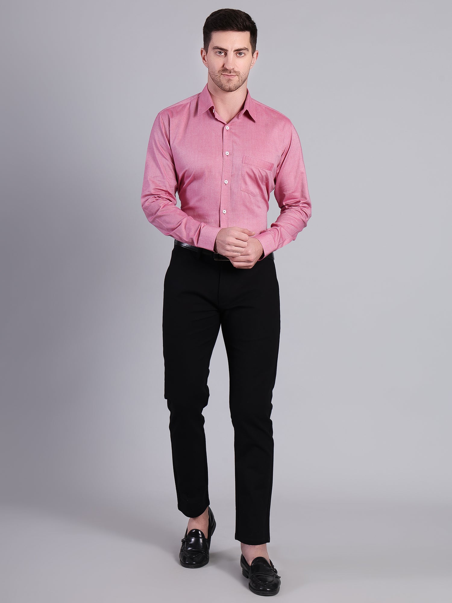 Stylox Men’s Regular Fit Red Solid Full Sleeve Casual Shirt - Stylox