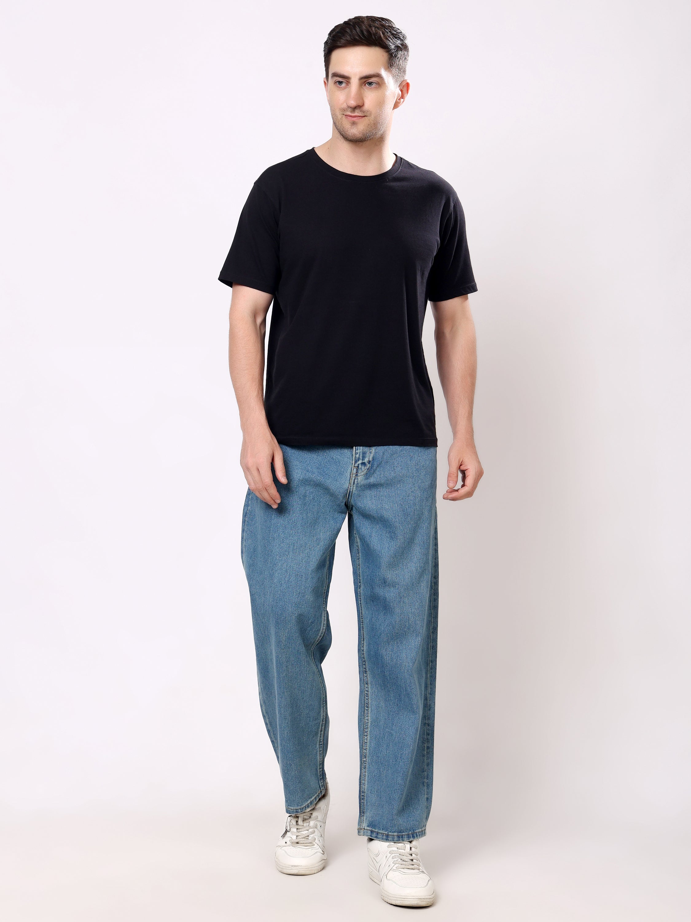Stylox Men's Indigo Vintage Super Baggy Fit Non-Stretchable denim Jeans