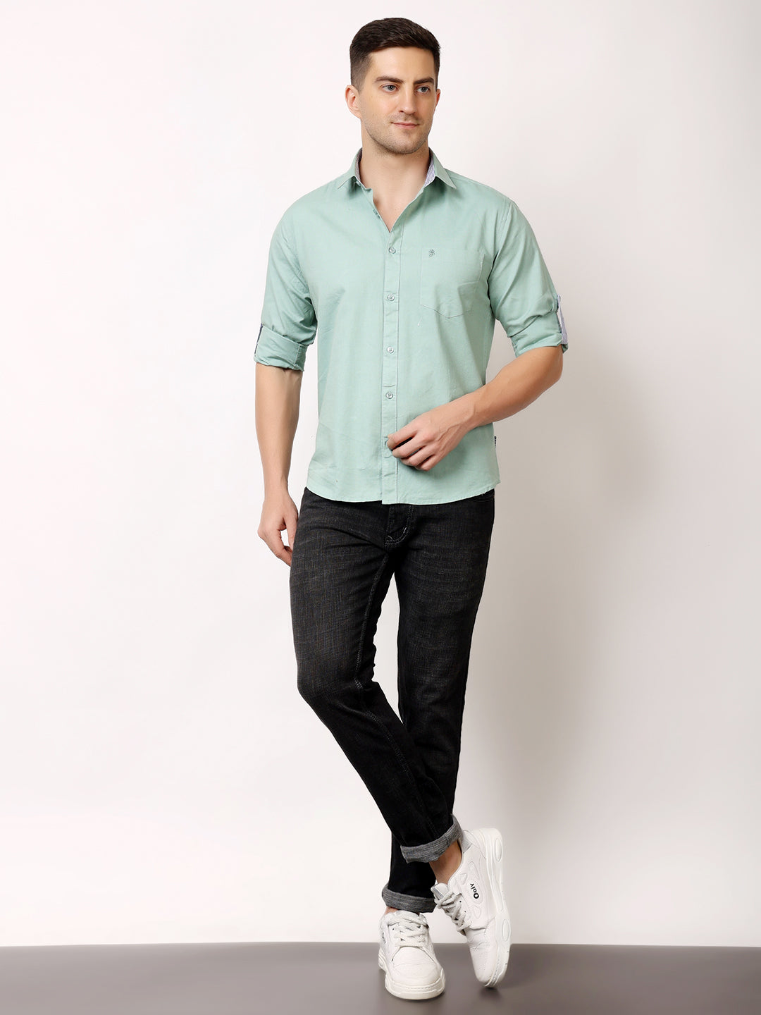 Stylox Men’s Regular Fit Oxford Full Sleeve Solid Shirt | Premium Cotton Blend Casual & Formal Wear - Stylox