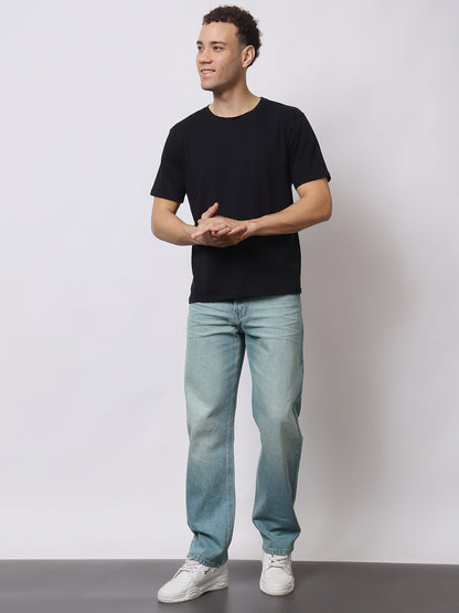 Stylox Men’s Relaxed Fit Dusty Blue Washed Jeans | Soft Light Blue Straight Fit Denim for Casual &amp; Everyday Wear - Stylox