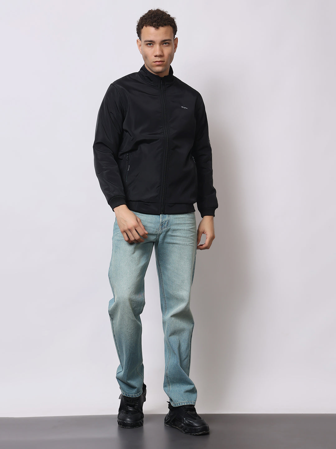 Stylox Men’s High-Neck Winter Jacket – Lightweight Windcheater with Warm Lining & Full-Zip Closure