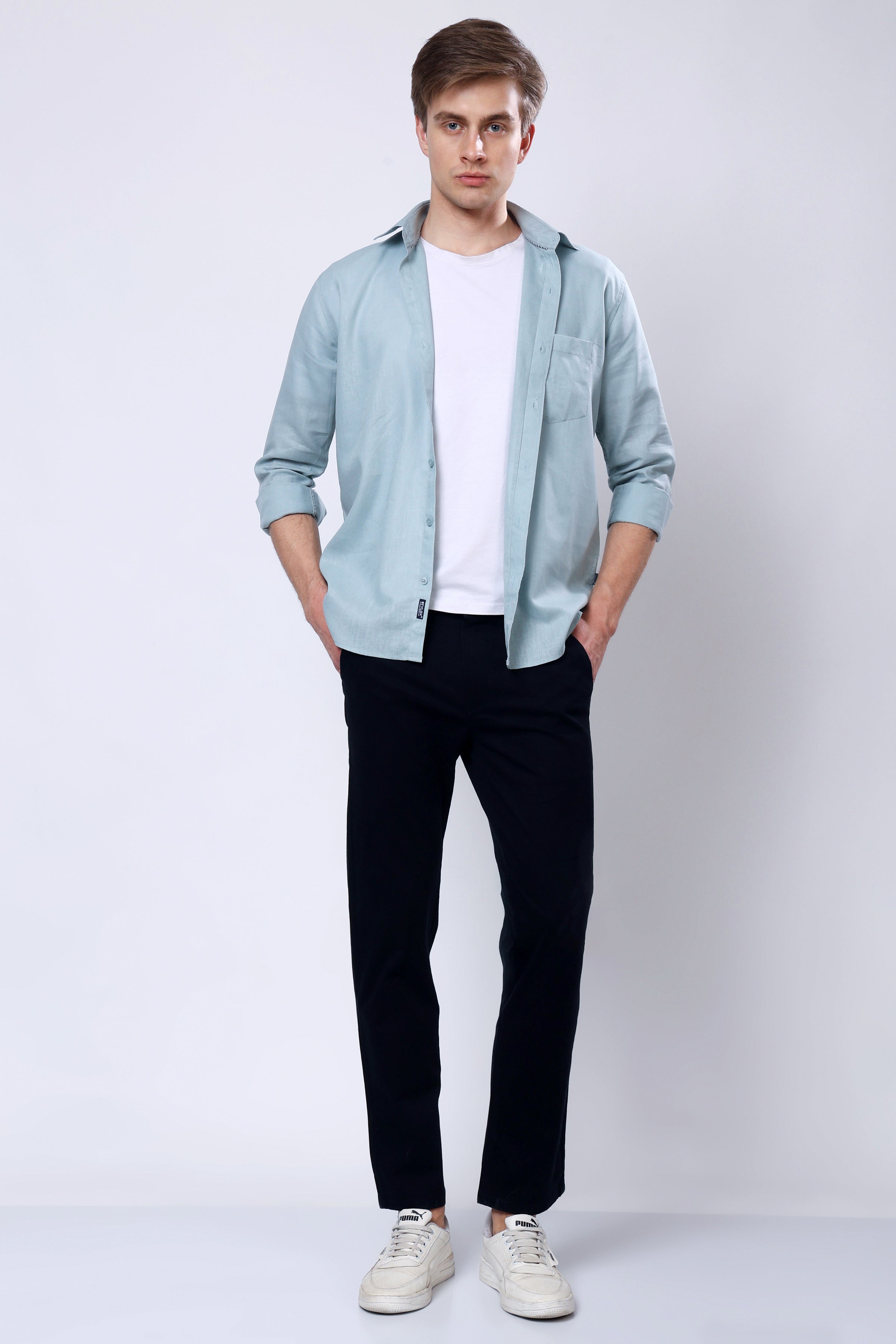 Stylox Men’s Straight Fit Casual Trousers with Comfort-Navy - Stylox
