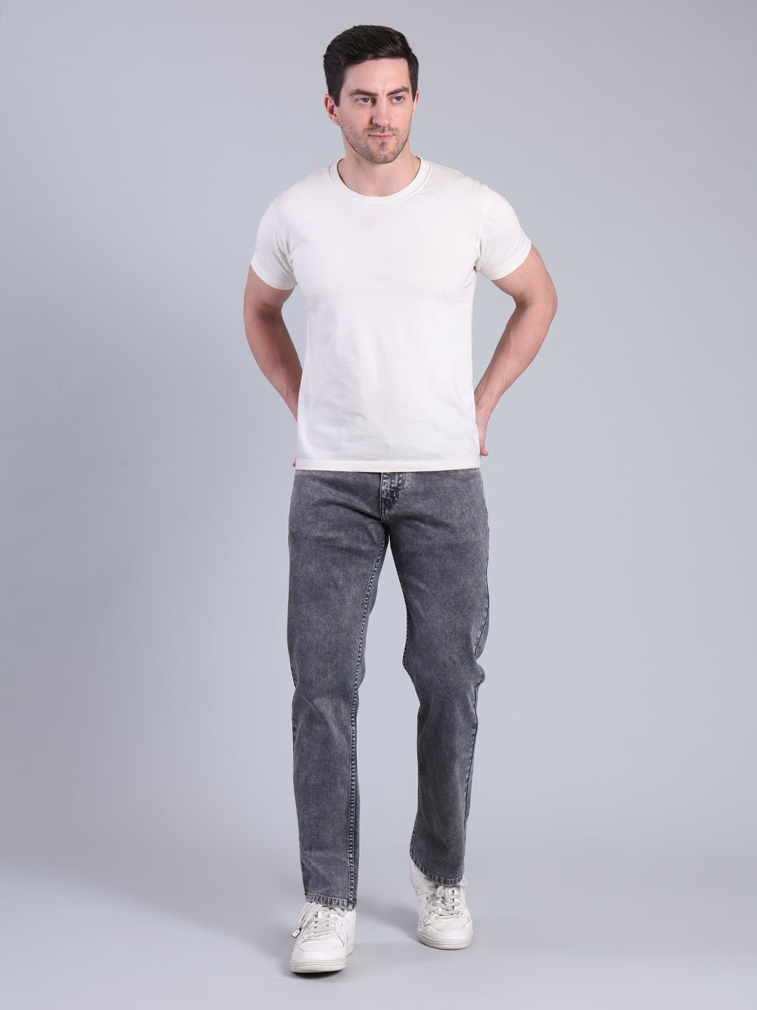 Stylox Men’s Comfort Fit Mid Rise Washed Denim Jeans (Mid Brown) - Stylox