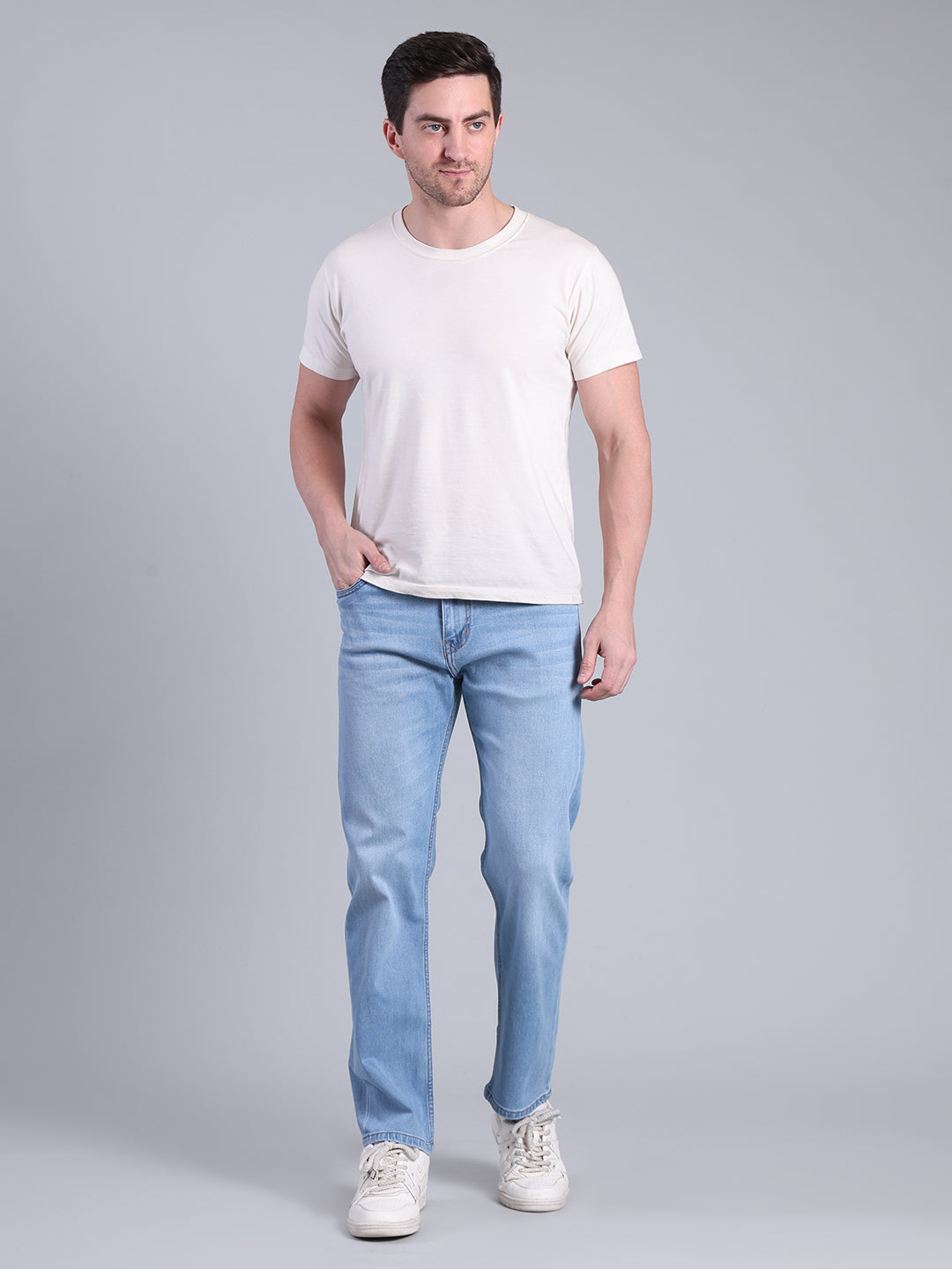Stylox Men’s Comfort Fit Mid Rise Washed Denim Jeans - Stylox