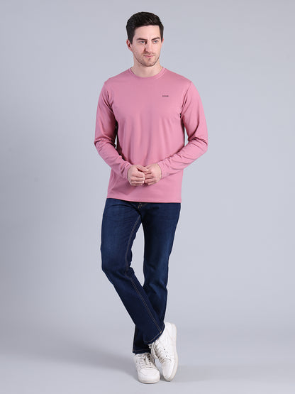 Stylox Men’s Full Sleeve Round Neck T-Shirt | Solid Slim Fit Cotton Blend Casual Tee