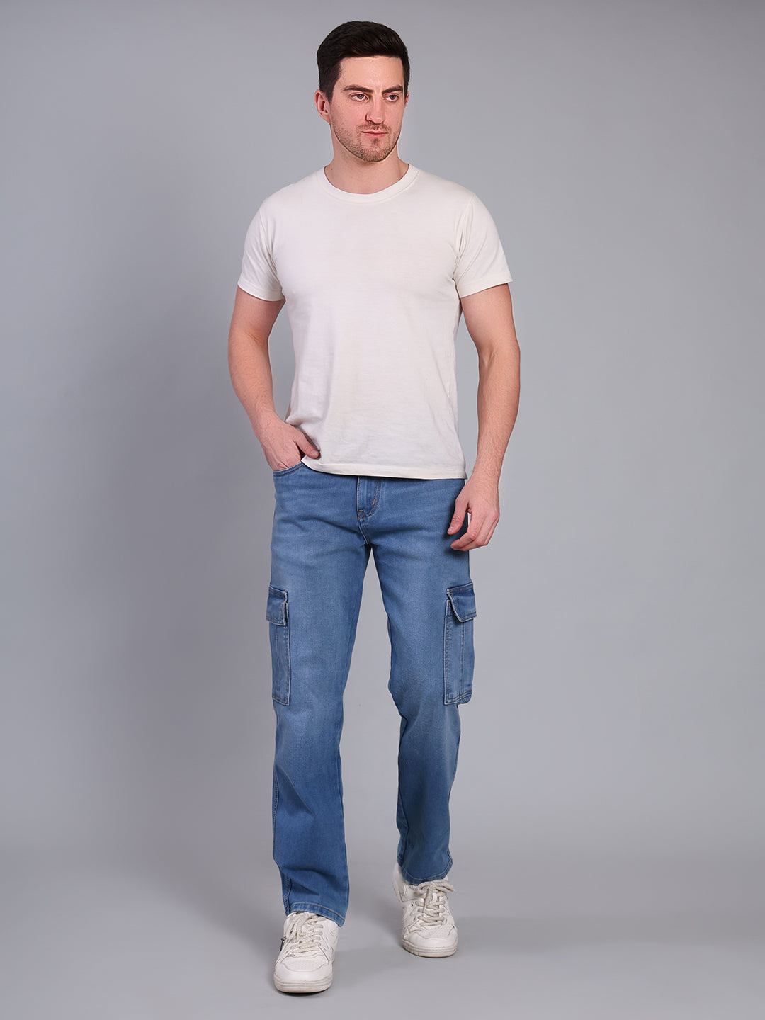 Stylox Men’s Cargo Jeans | Utility Denim with Multiple Pockets | Regular Fit Stretch Cargo Jeans for Men