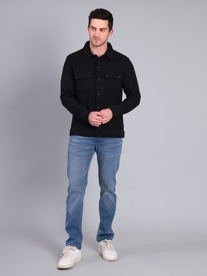 Stylox Men’s Winter Shacket | Solid Button-Down Shirt Jacket with Chest Pockets | Warm Casual Outerwear