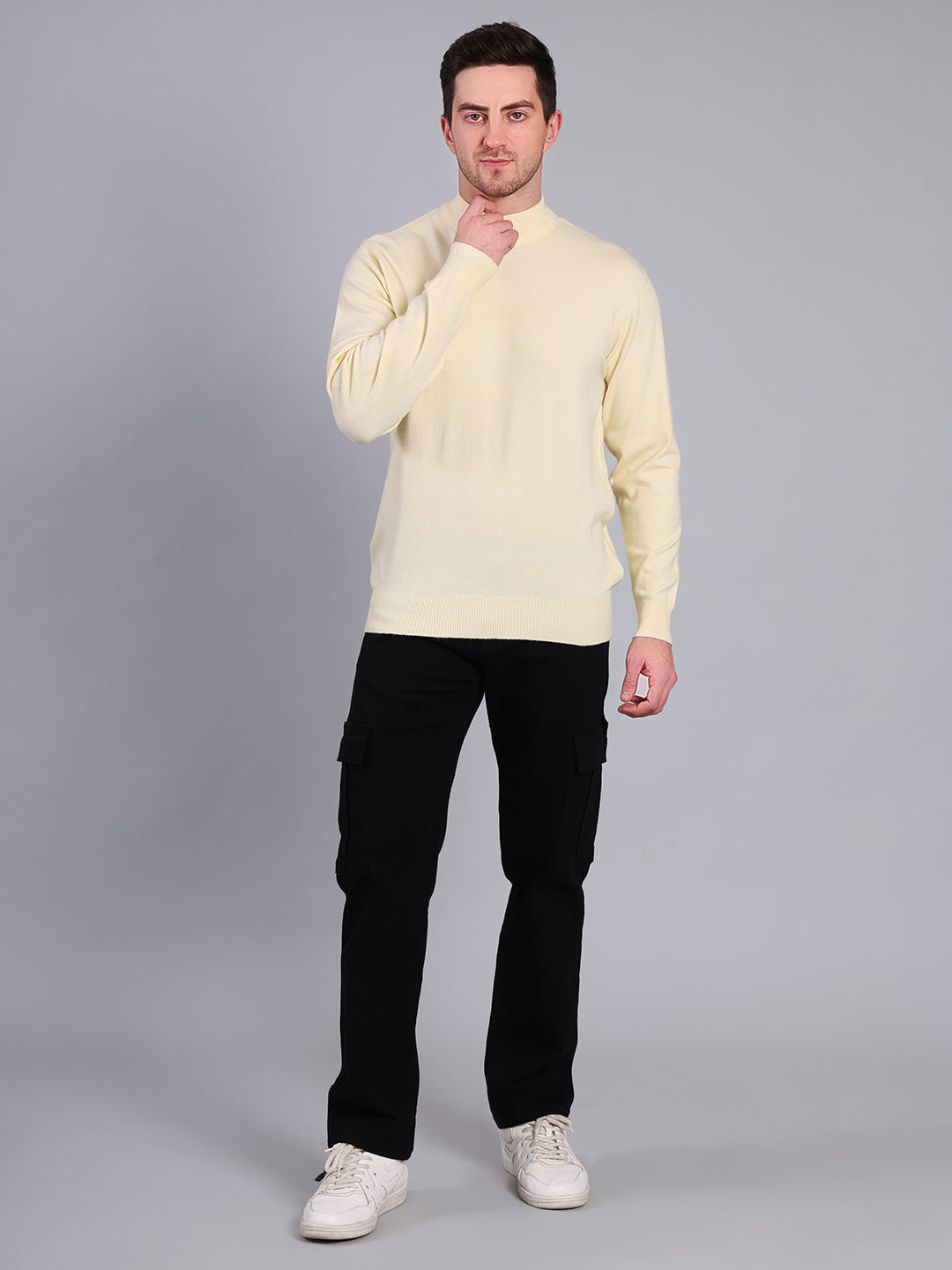 Stylox Men’s Solid Winter Sweater | Premium Knit Mock Neck Pullover for Men | Warm & Soft Full Sleeve Sweater - Stylox