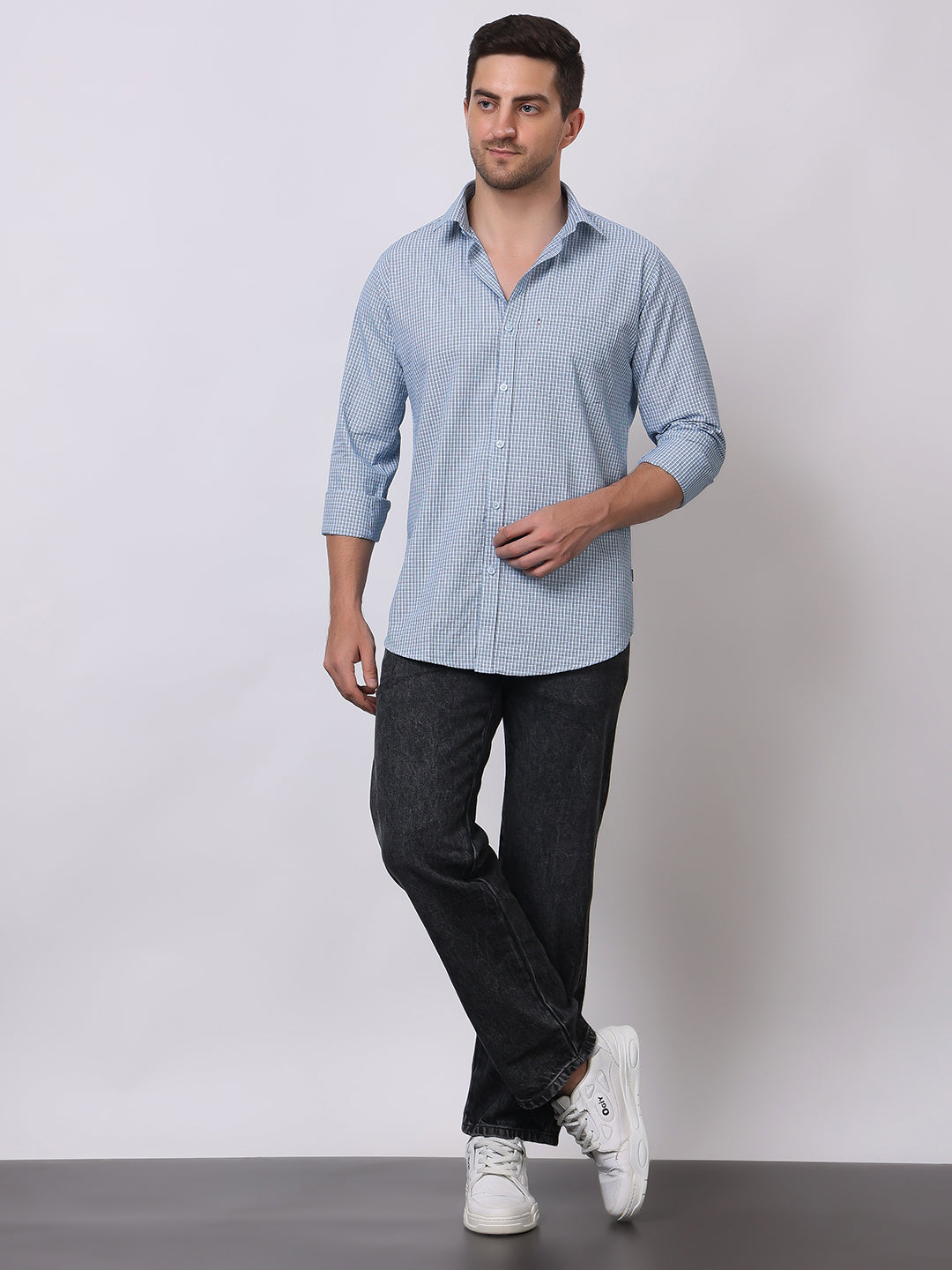 Stylox Men's Full Sleeve Check Casual Shirt – Premium Cotton Blend Regular Fit Checked Shirt for Trendy Everyday & Office Wear