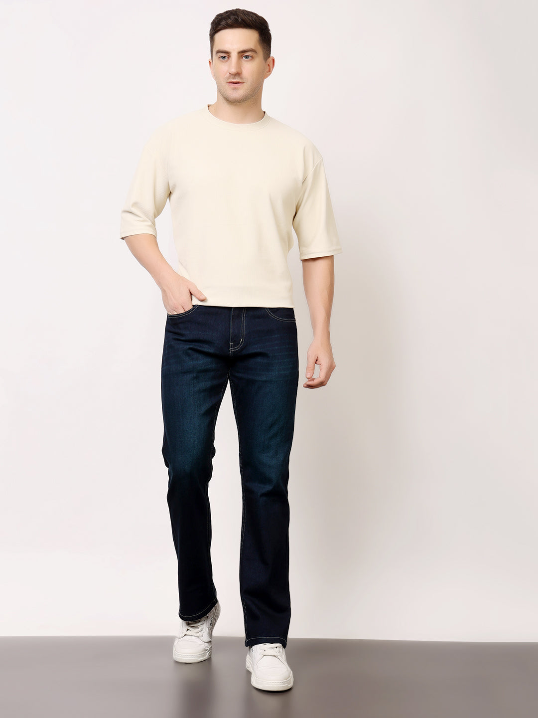 Stylox Men’s Bootcut Fit Solid Jeans | Classic Denim Mid-Rise Casual Wear for Men|J-08