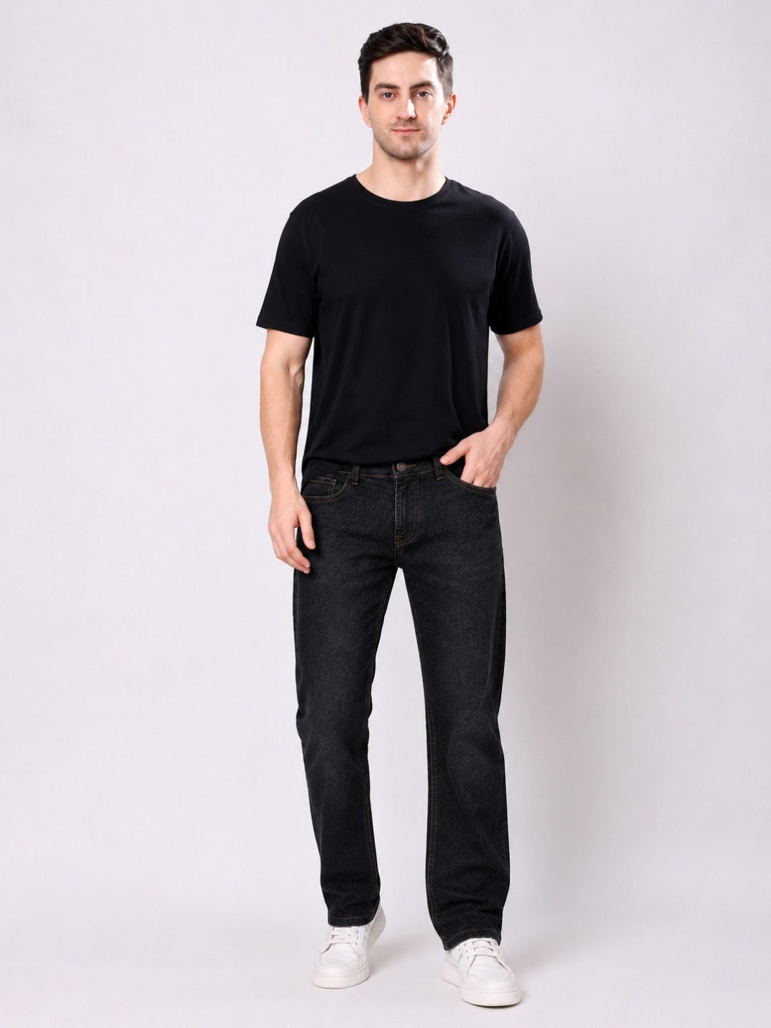 Stylox Men’s Comfort Fit Stretchable Denim Jeans-Dark Grey