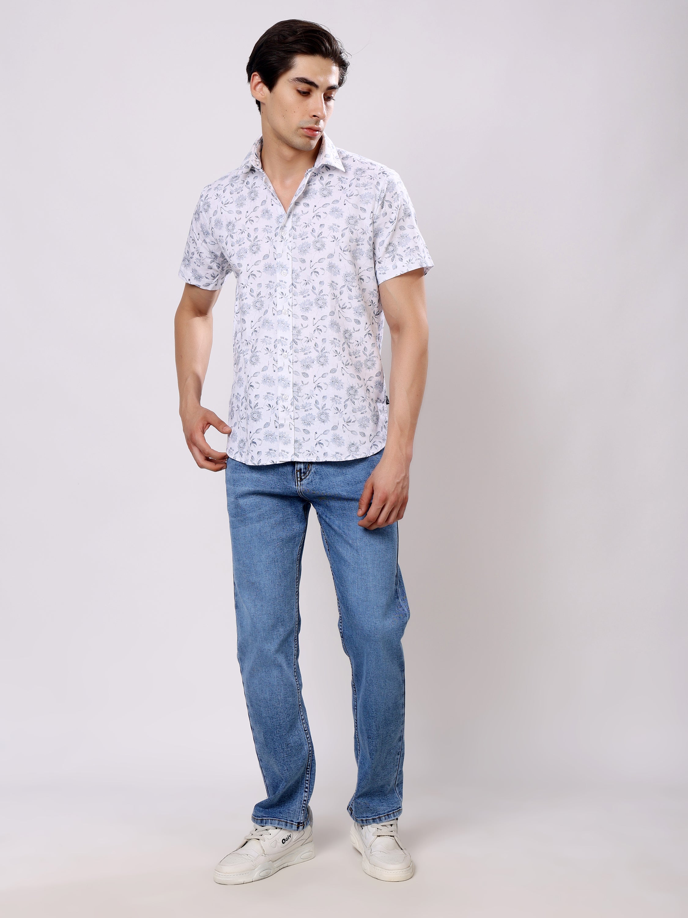 Stylox Men’s Regular Fit Half Sleeve Stylish Floral Printed Casual Summer Shirt - Stylox