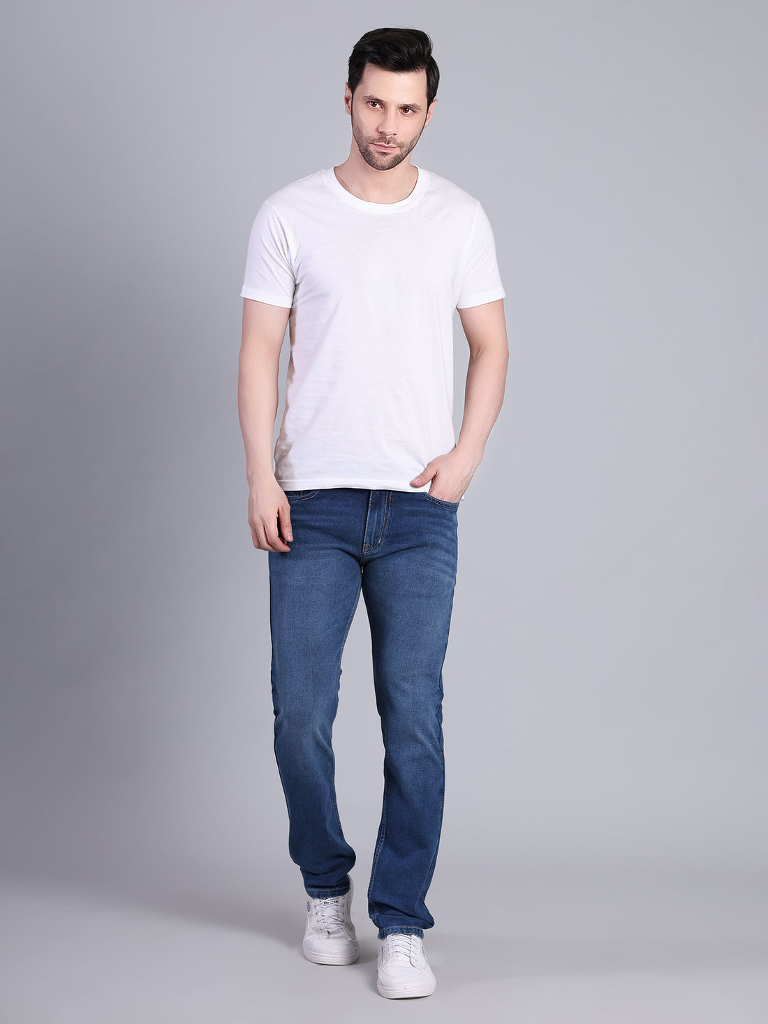 Stylox Men’s Slim Fit Mid Rise Stretchable Casual Denim Jeans-Blue - Stylox