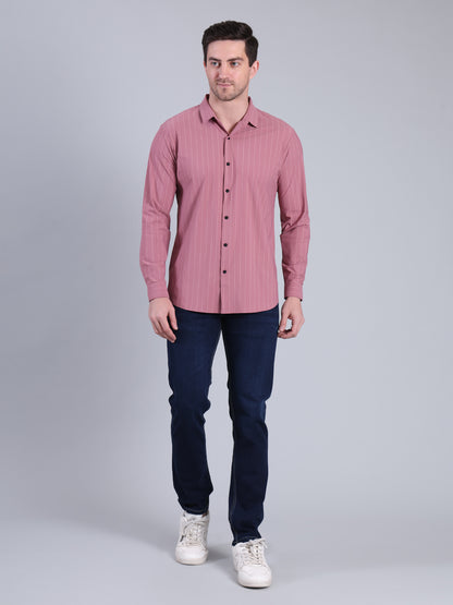 Stylox Men’s Striped Partywear Shirt | Slim Fit Full Sleeve Formal-Casual Shirt For Men