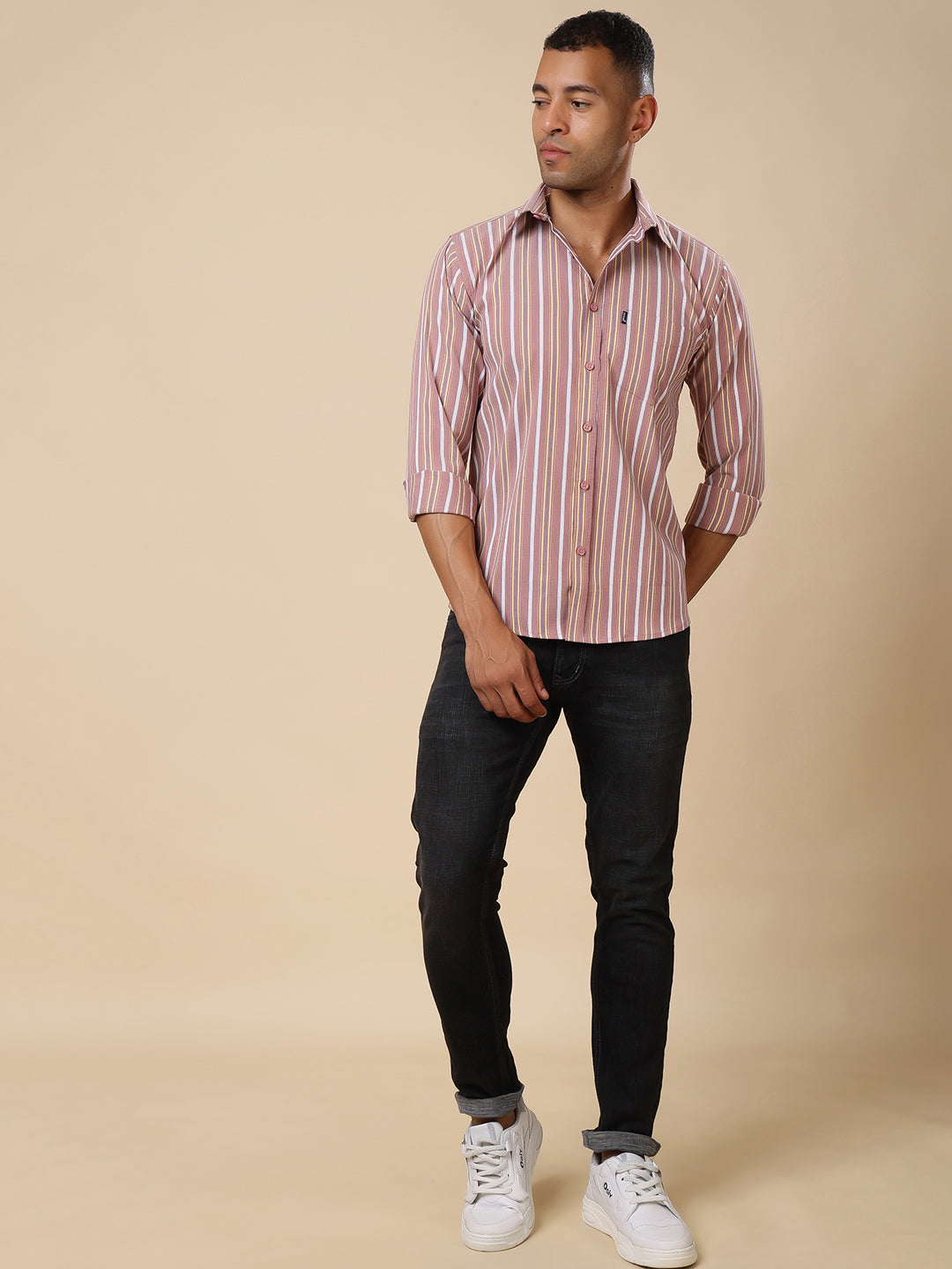 Stylox Men’s Regular Fit Striped Full Sleeve Shirt – Effortless Style with a Classic Touch