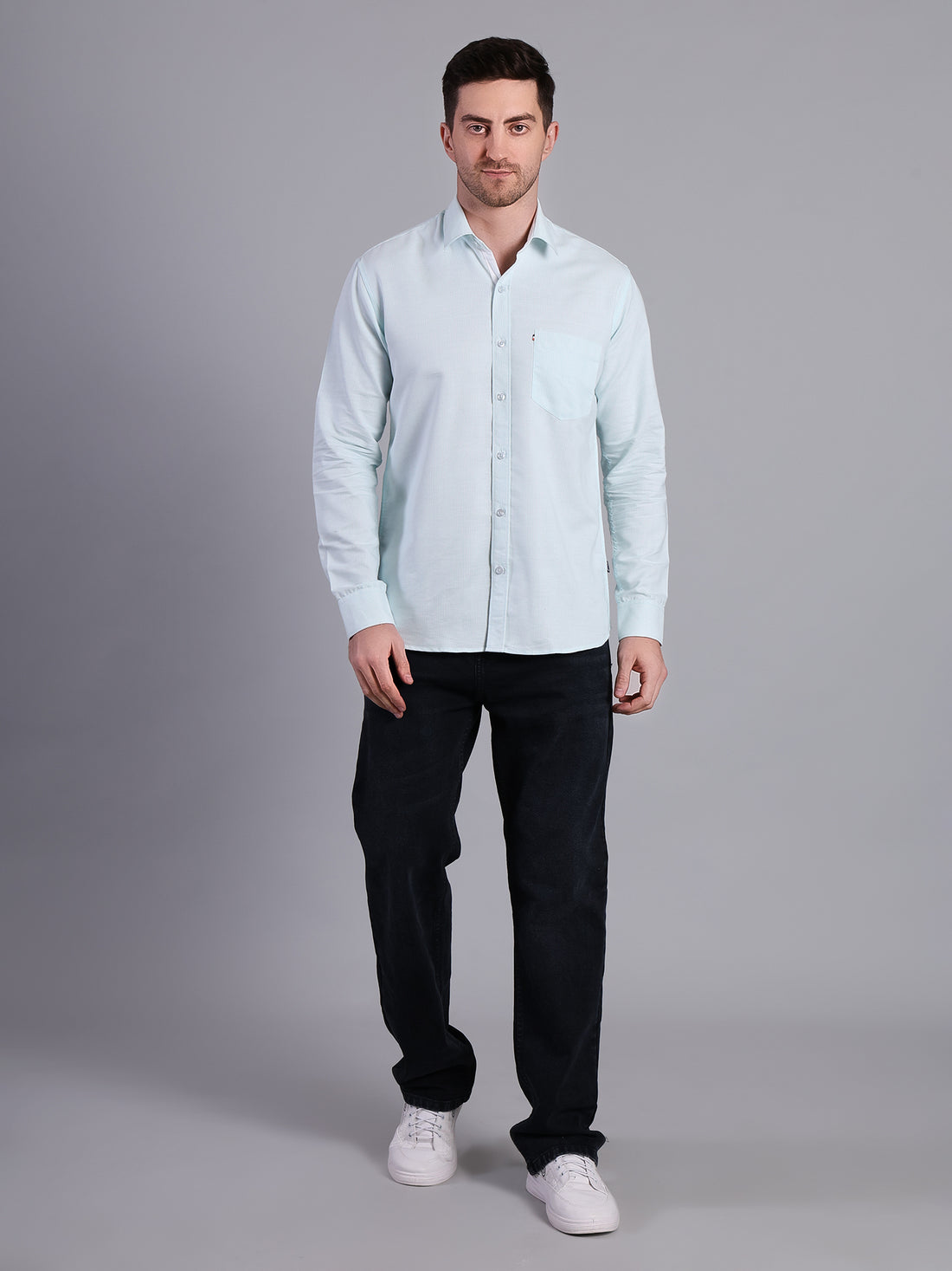 Stylox Men’s Green Striped Casual Shirt | Regular Fit Cotton Shirt for Men-Blue - Stylox