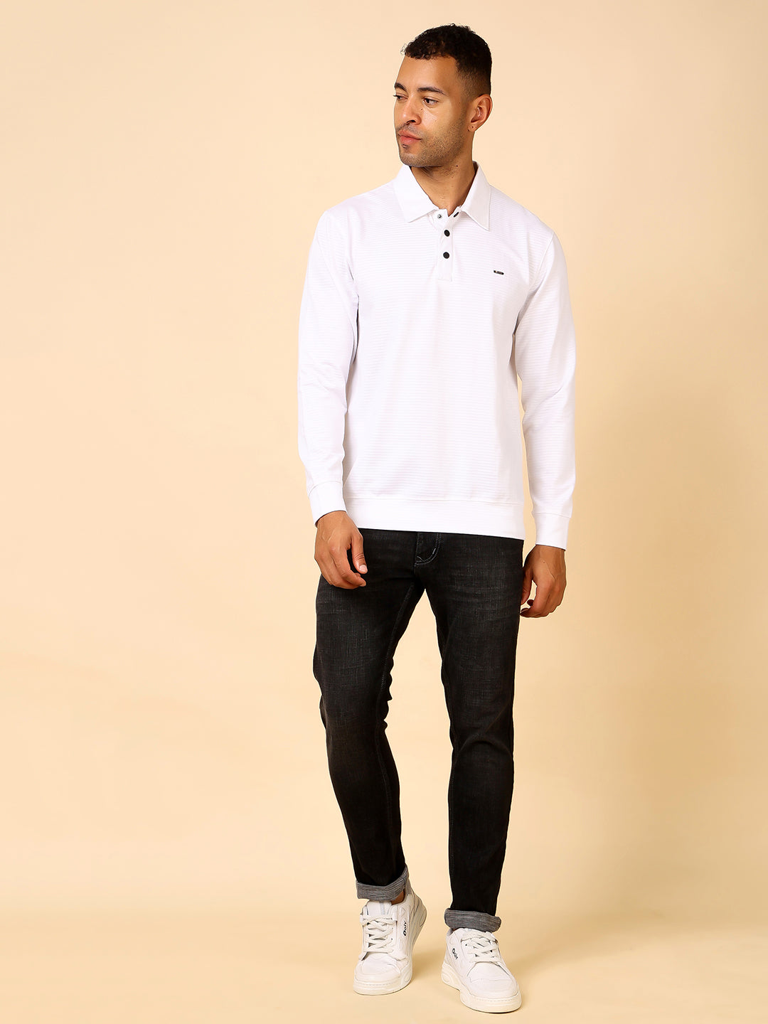 Stylox Men’s Polo Neck Sweatshirt with Button Placket