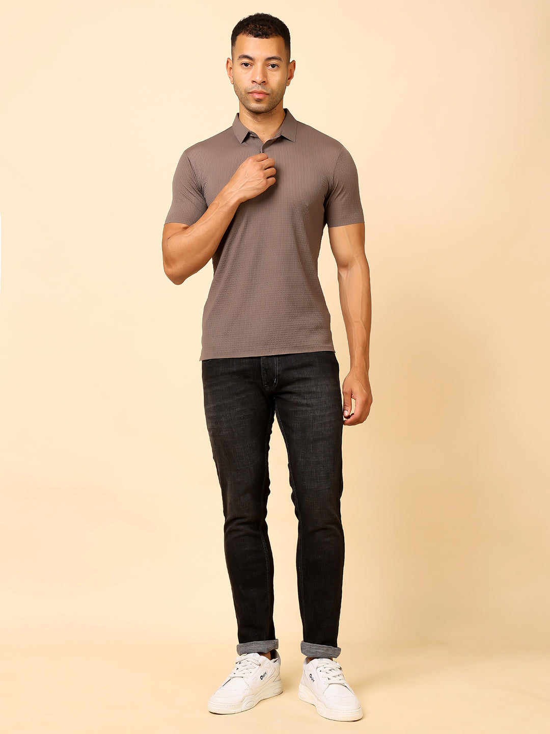 Stylox Premium Stretchable Nylon-Spandex Solid Polo T-Shirt – Sleek Comfort & Performance - Stylox