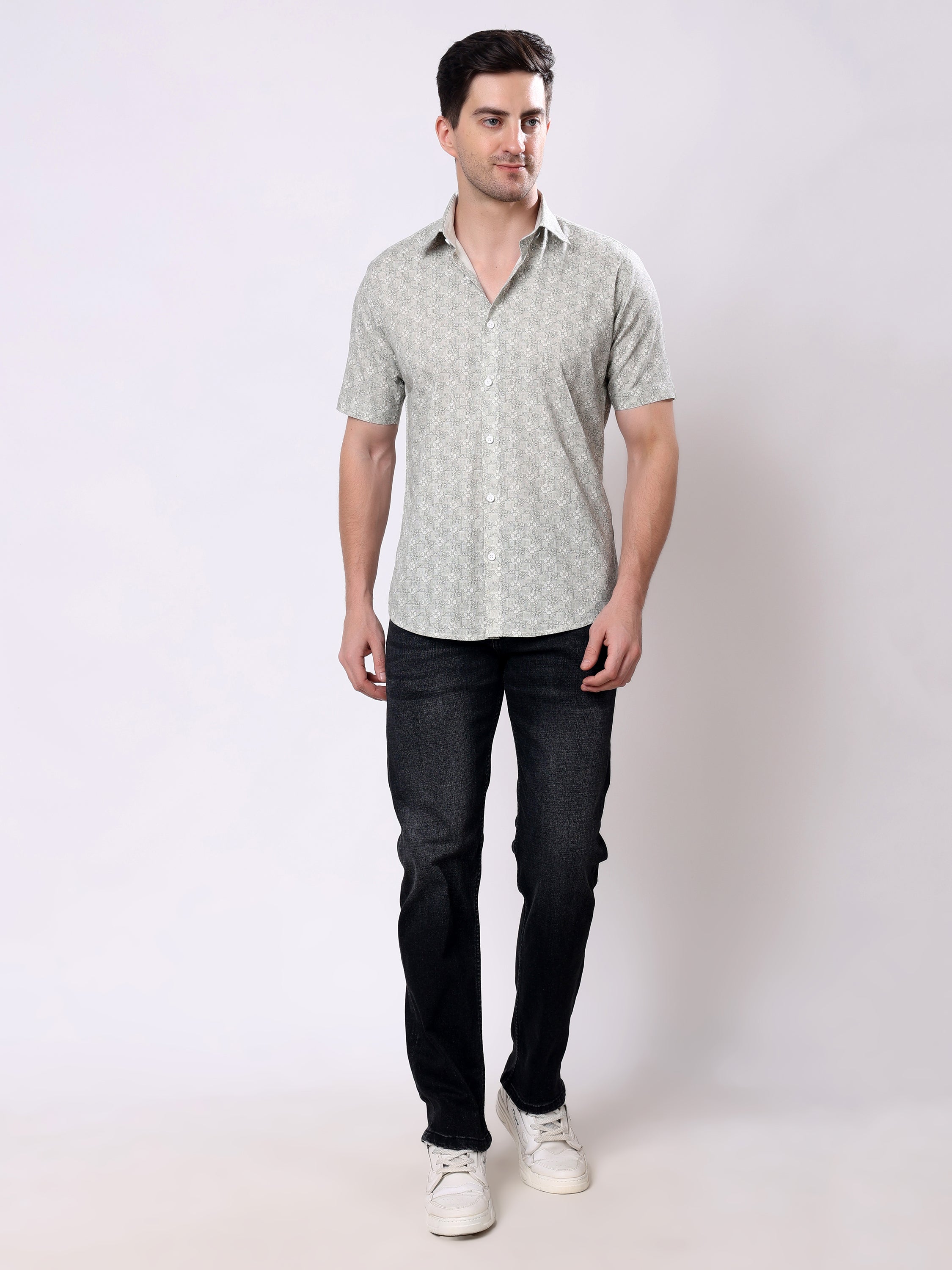 Stylox Men’s Regular Fit Half Sleeve Abstract print Summer Casual Shirt - Stylox