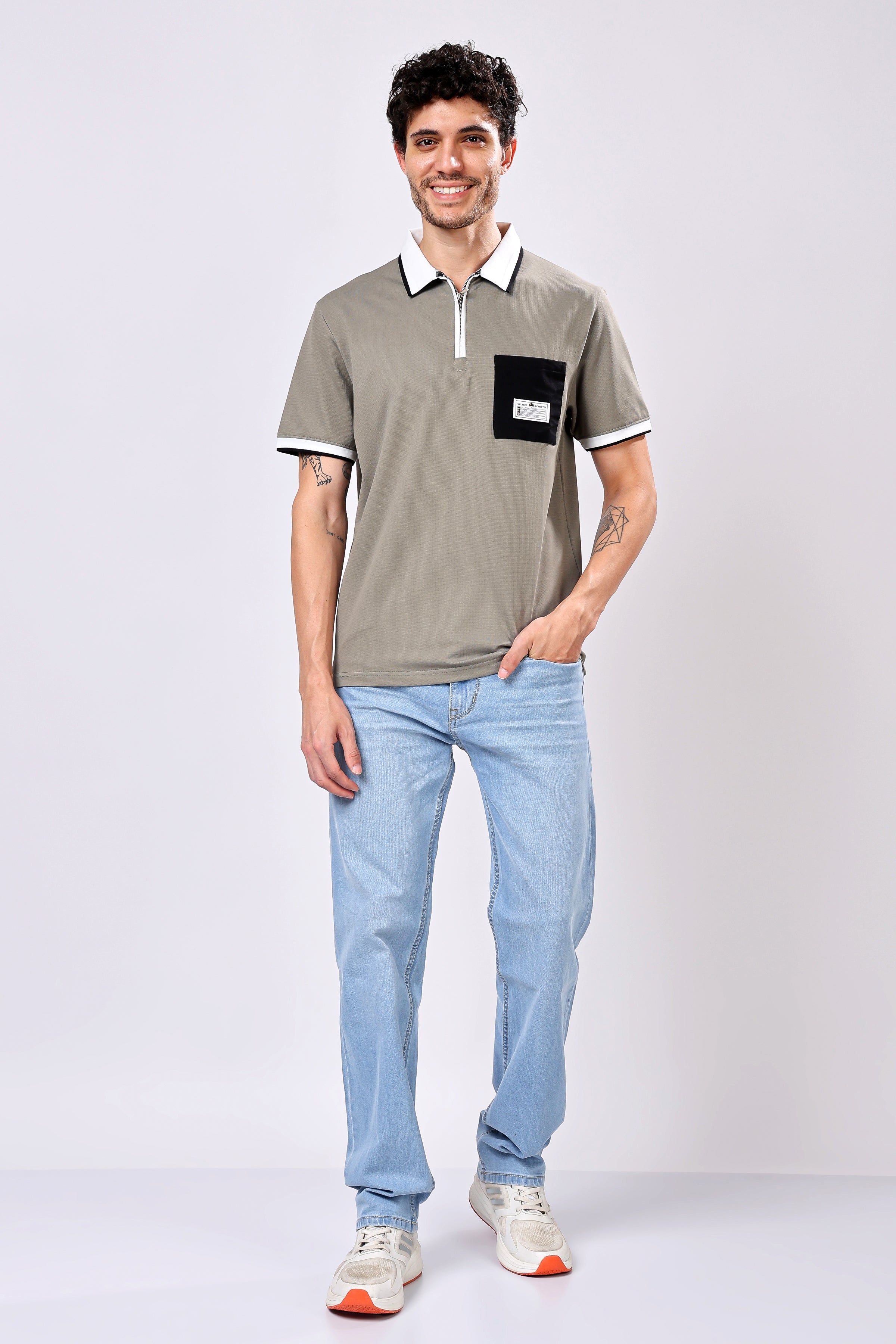 Stylox Men’s Polo Neck Solid T-Shirt with Single Pocket – Classic Style, Comfortable & Smart Casual Wear - Stylox