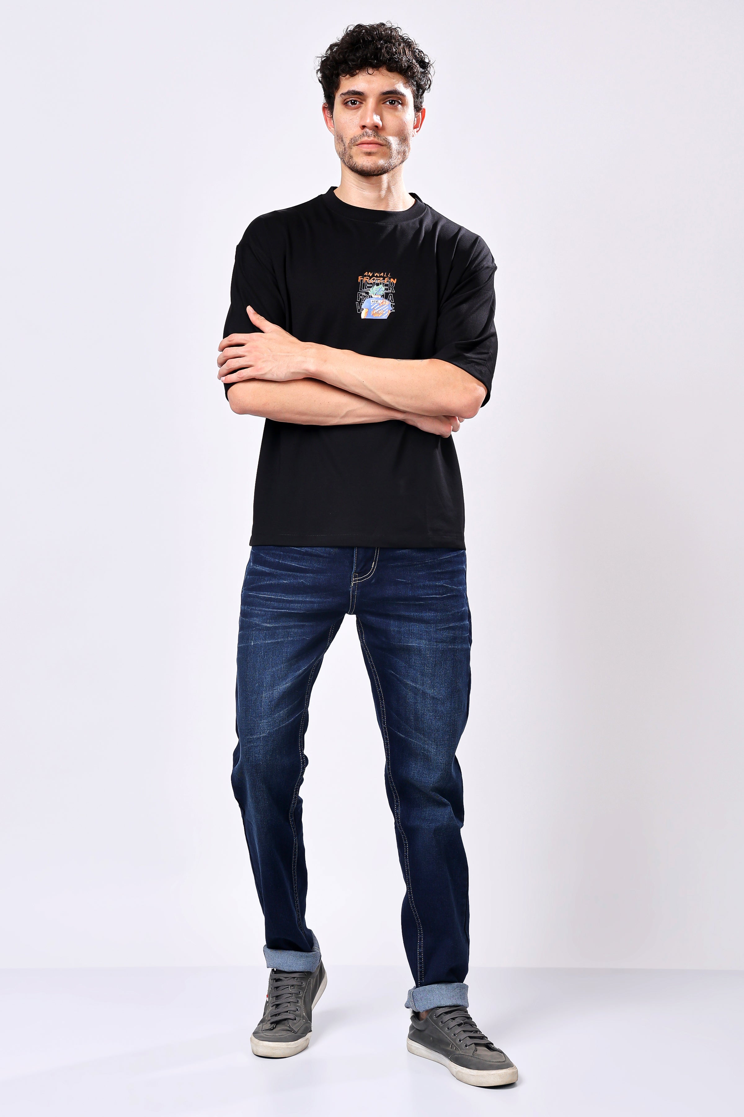 Stylox Men’s Oversized Round Neck Half Sleeve Back Printed T-Shirt | Premium Cotton Loose Fit Graphic Tee for Streetwear &amp; Casual Style