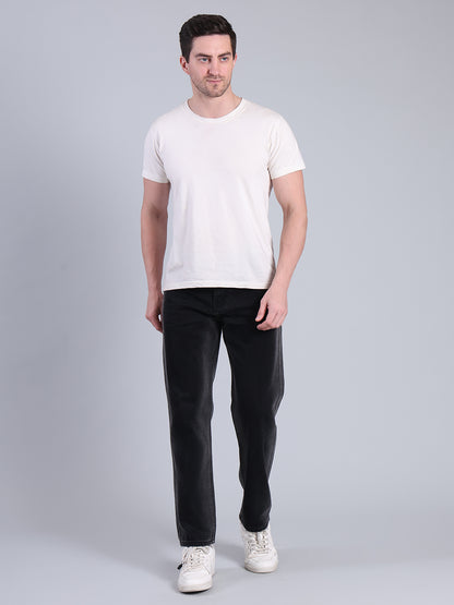 Stylox Men’s Relaxed Fit Black Jeans | Classic Washed Denim Jeans for Men | Mid-Rise Everyday Casual Wear