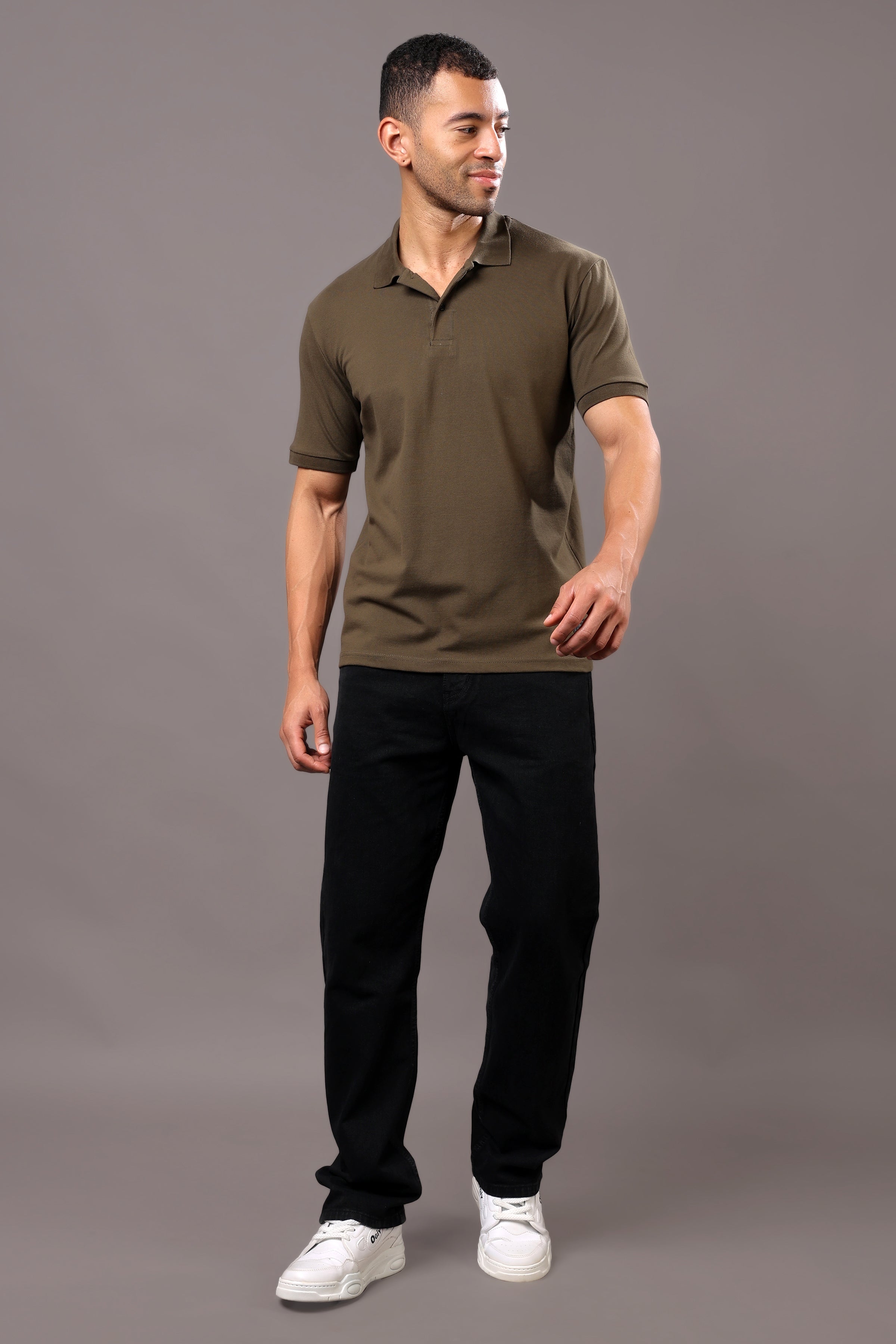 Stylox Men’s Polo Collar Solid T-Shirt - Soft, Breathable &amp; Everyday Wear