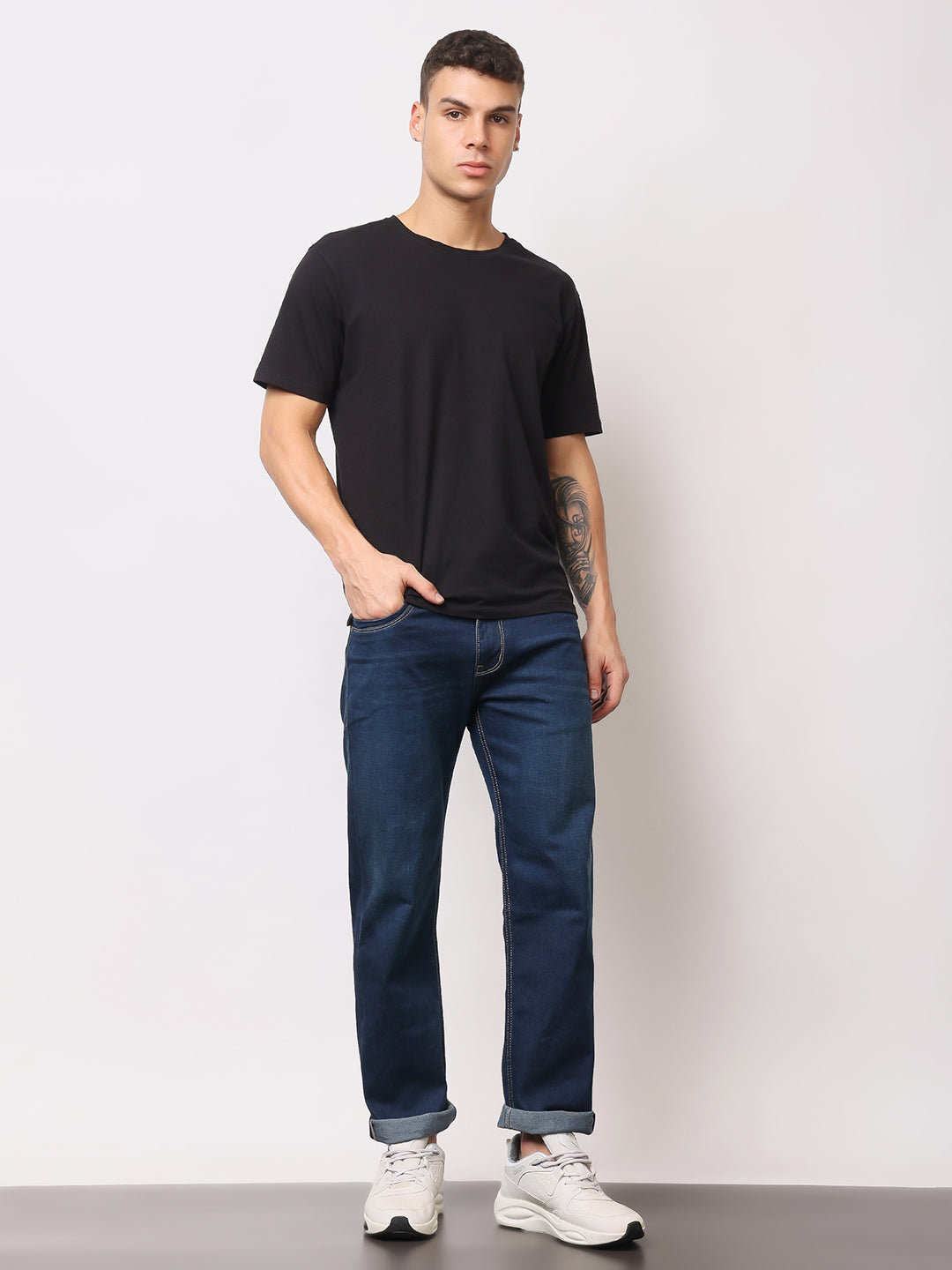 Stylox Men’s Comfort Fit Mid-Rise Premium Stretchable Solid Jeans - Stylox