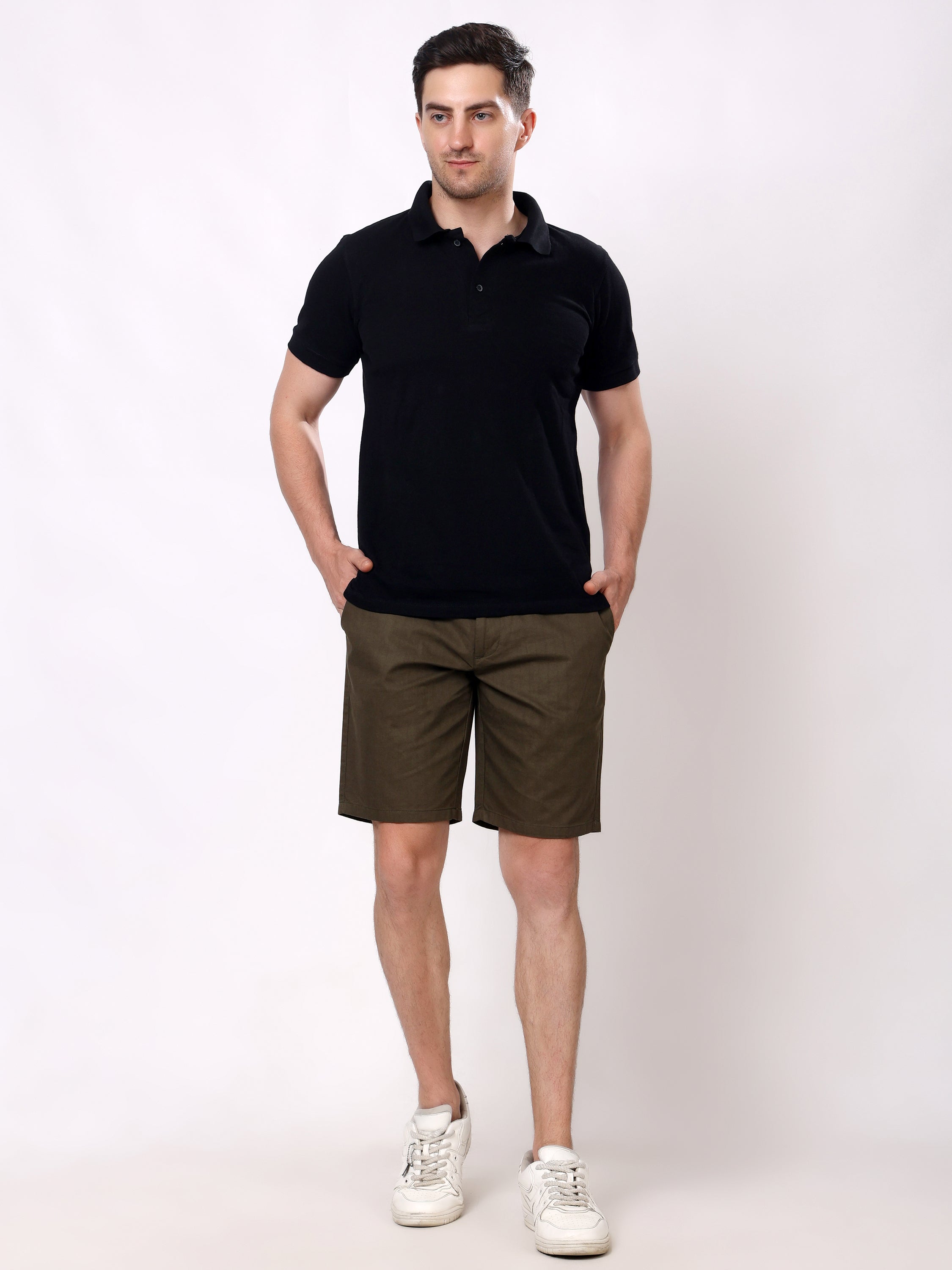 Stylox Men's Regular Fit Cotton Casual Summer Shorts with Elastic Waist & Drawstring