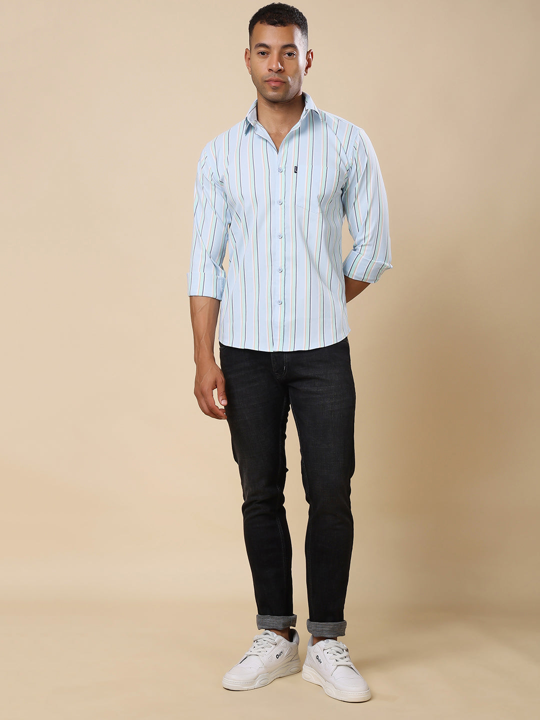 Stylox Men’s Striped Full Sleeve Regular Fit Shirt – Effortless Style with a Classic Touch