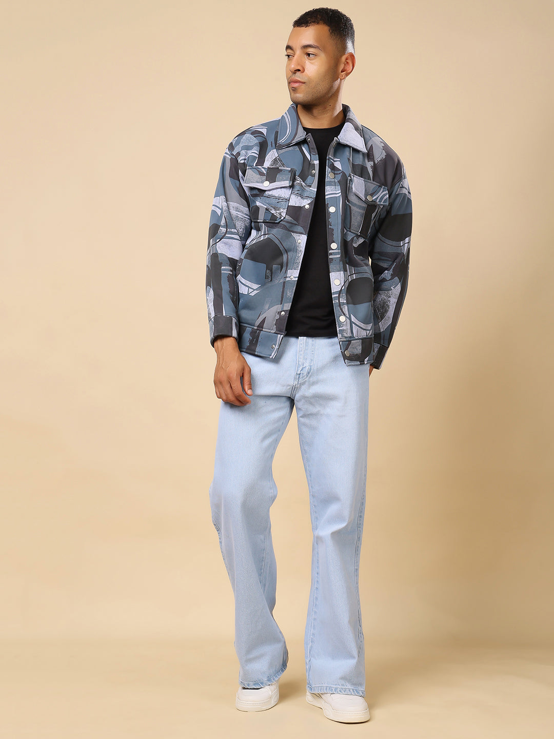 Stylox Men’s Printed Full Sleeve Jacket with Button Closure – Bold Style, Effortless Comfort